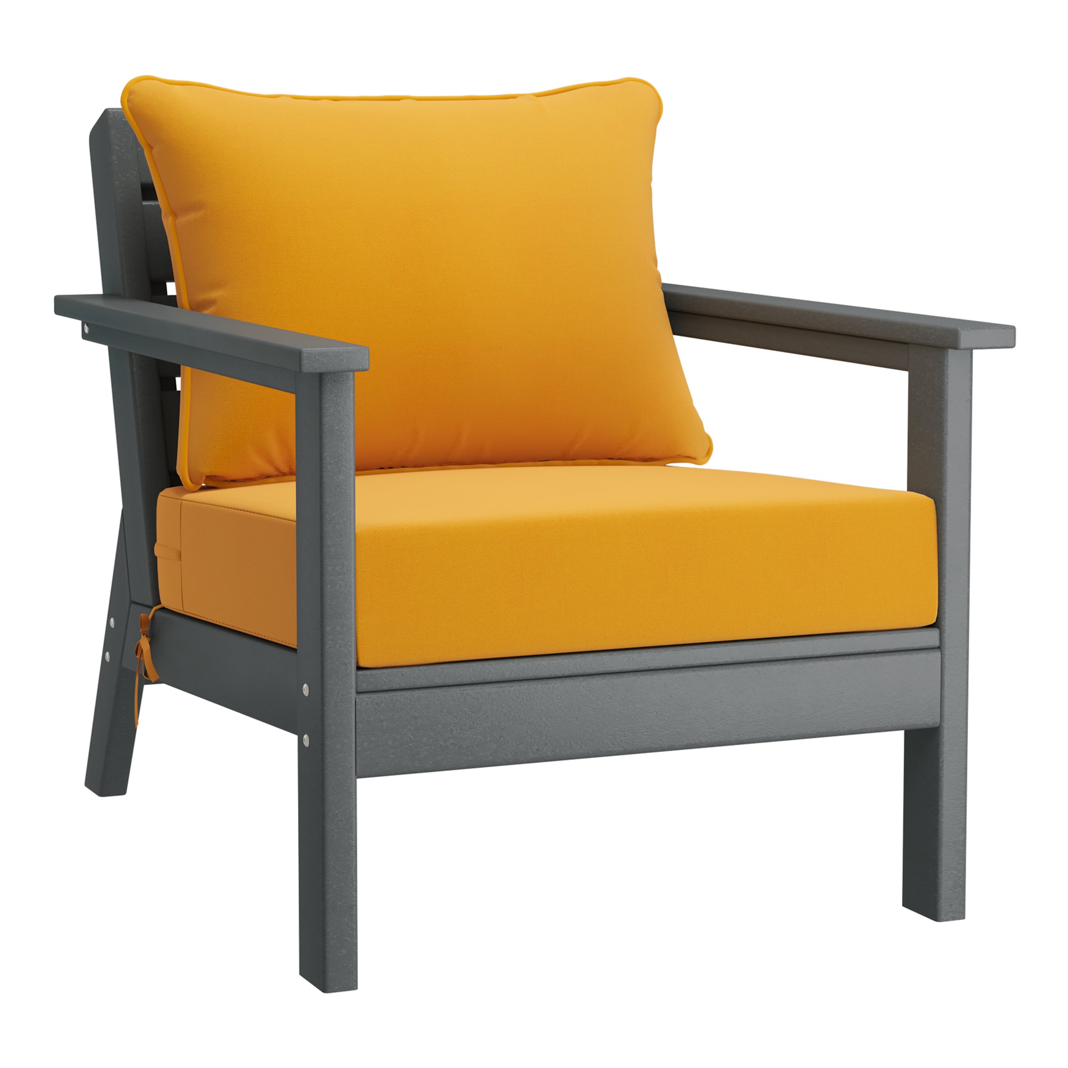 Portsmouth Outdoor Modern HDPE Patio Club Chairs with Deep Seat Cushions (Set of 2)