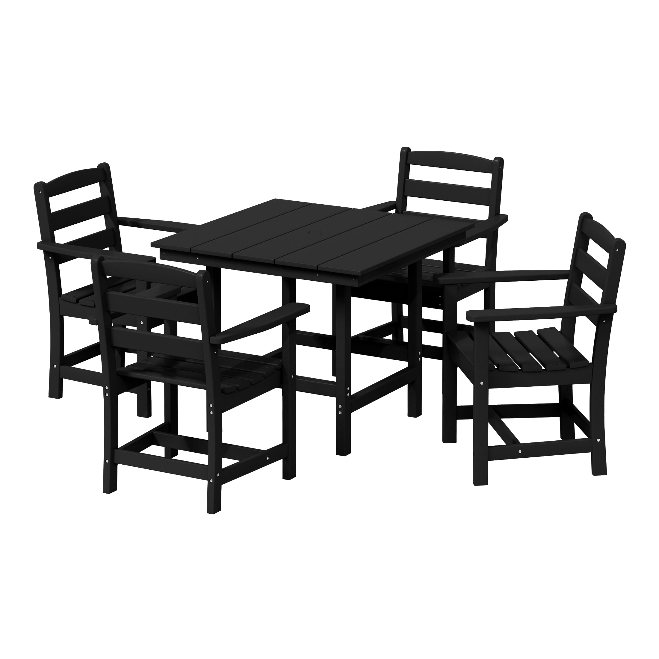 Palms 5-Piece HDPE Outdoor Square Patio Dining Table Set with Armchairs