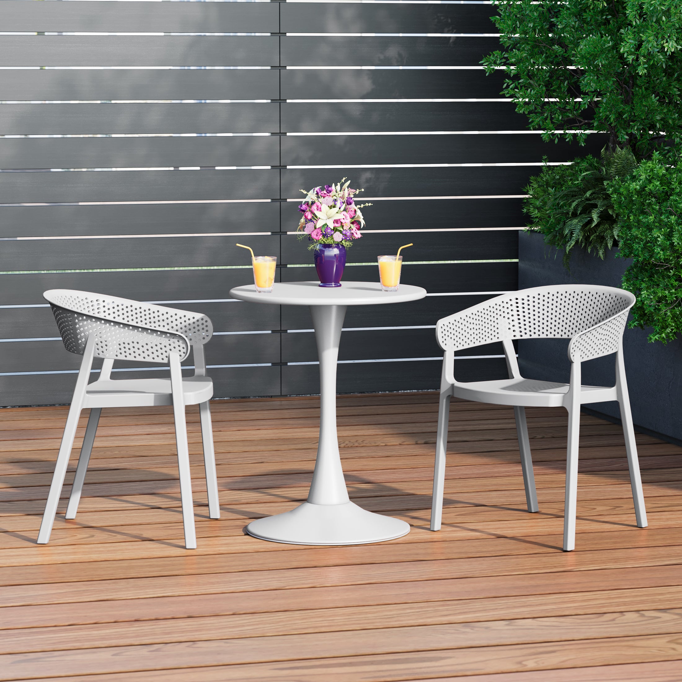 Sunshine 3-Piece Indoor Outdoor Metal Patio Dining Table Set With Stackable Patio Chairs