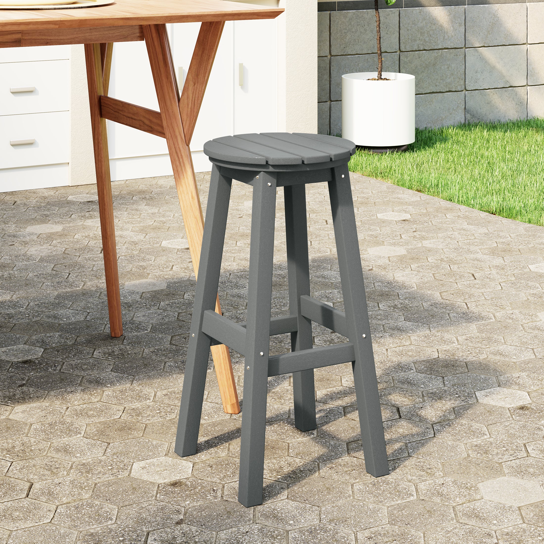 Paradise 29" HDPE Outdoor Patio Round Bar Stool