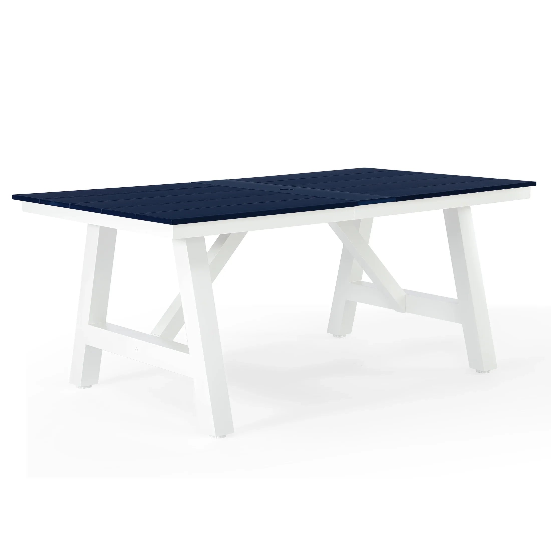 Stinson 72" HDPE Rectangle Outdoor Patio Dining Table With Umbrella Hole and Metal Frame