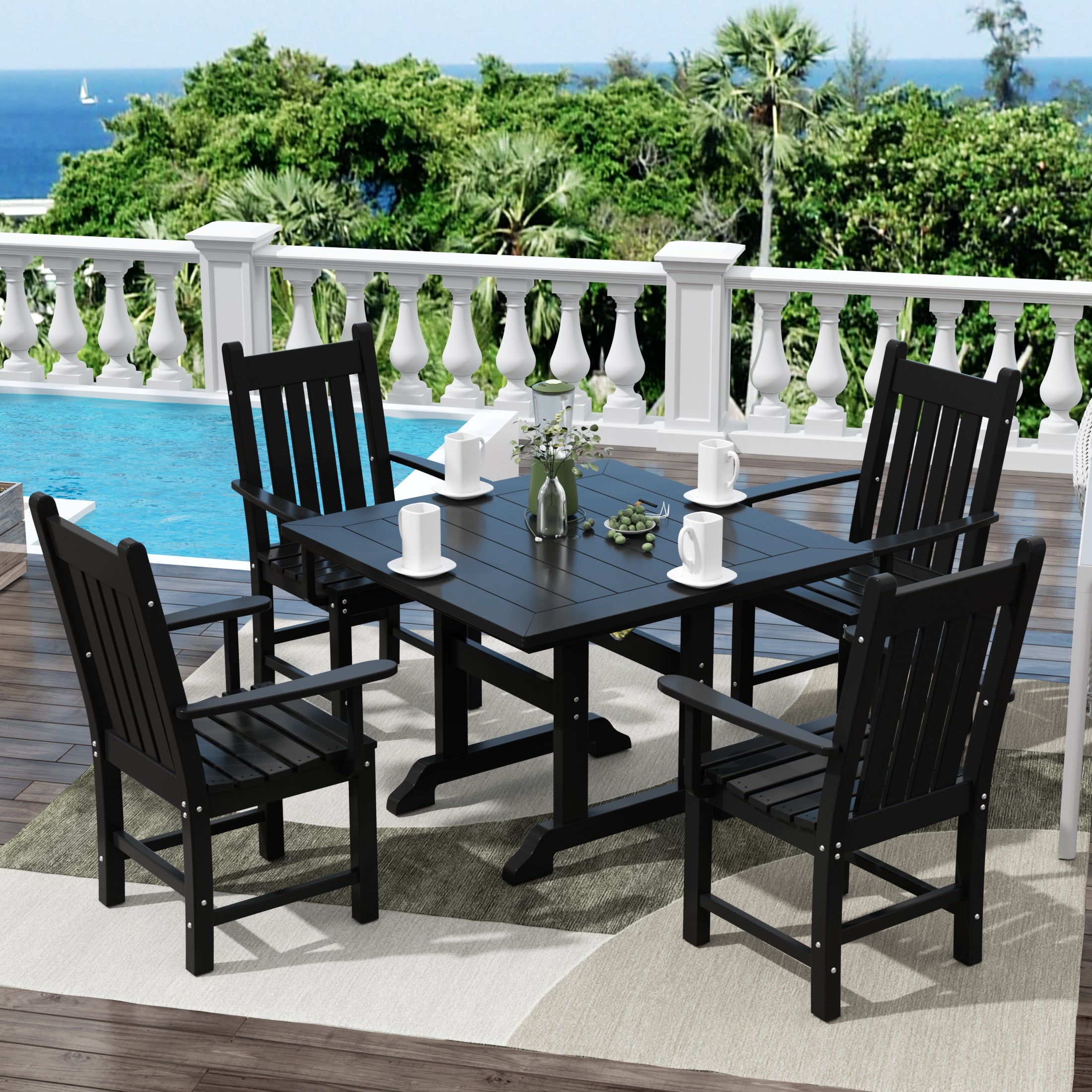 Paradise Piece Outdoor Patio Dining Set Outdoor Square Table and Arm