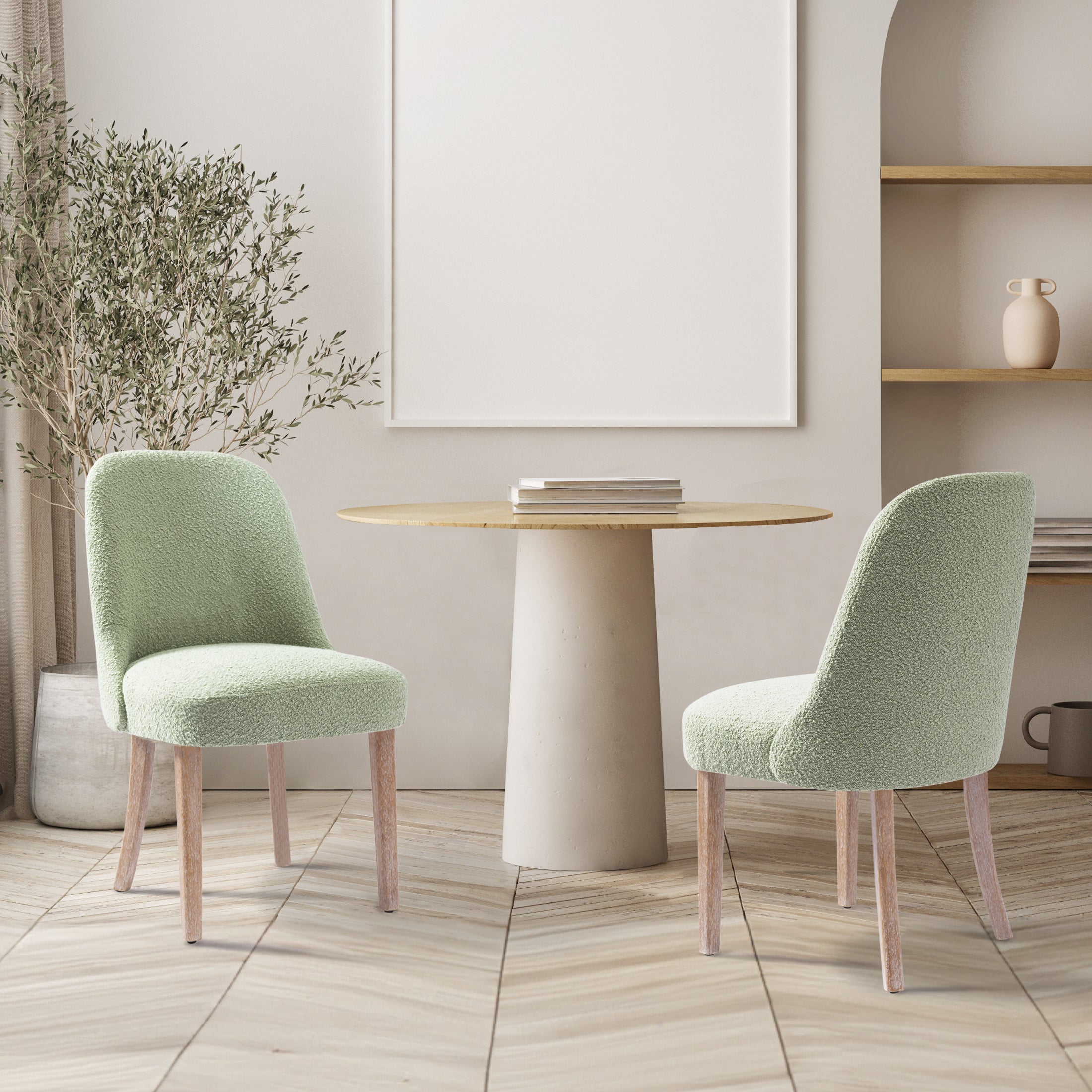 Amélie Mid-Century Modern Upholstered Boucle Dining Chair