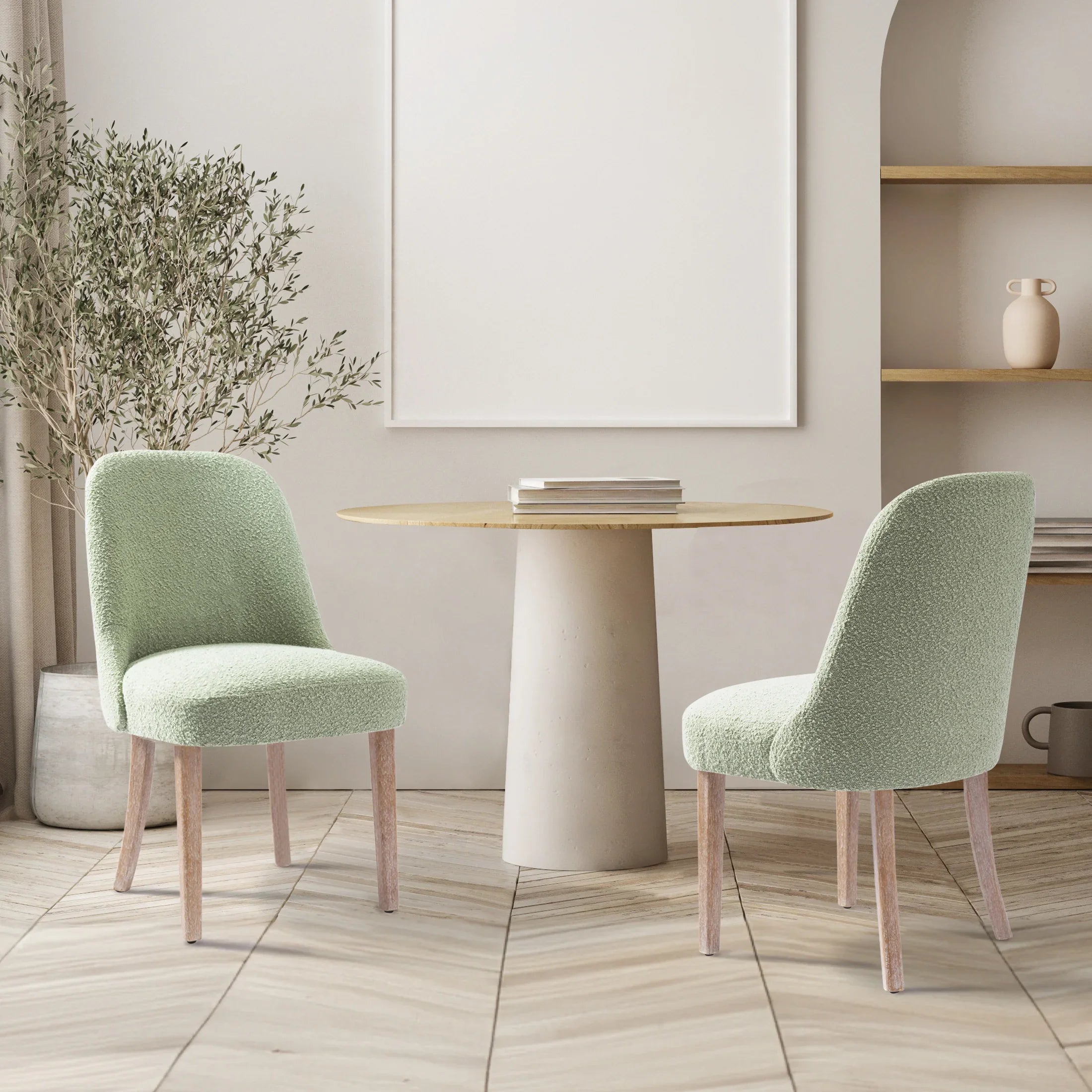 Amélie Mid-Century Modern Upholstered Boucle Dining Chair