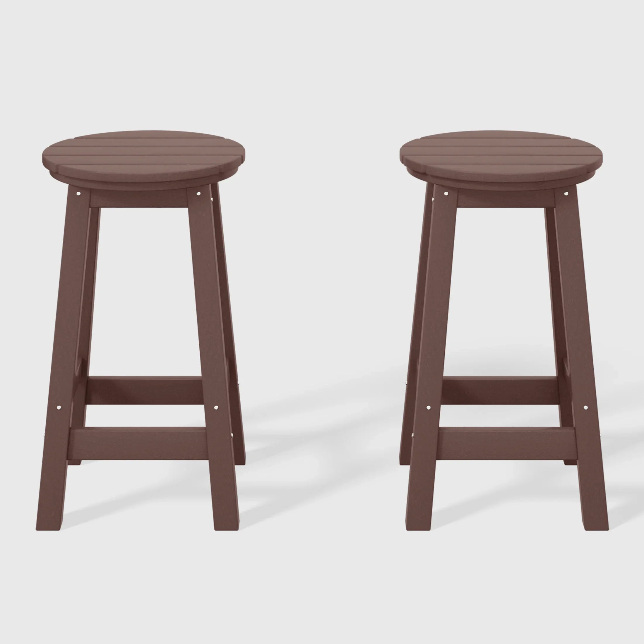 Paradise 24" HDPE Outdoor Patio Round Counter Height Bar Stool Set of 2
