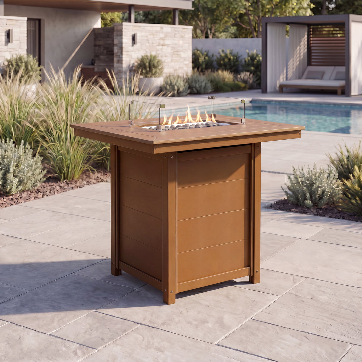 Sol 46" Modern Outdoor Patio Gas Propane Rectangle Fire Pit Table