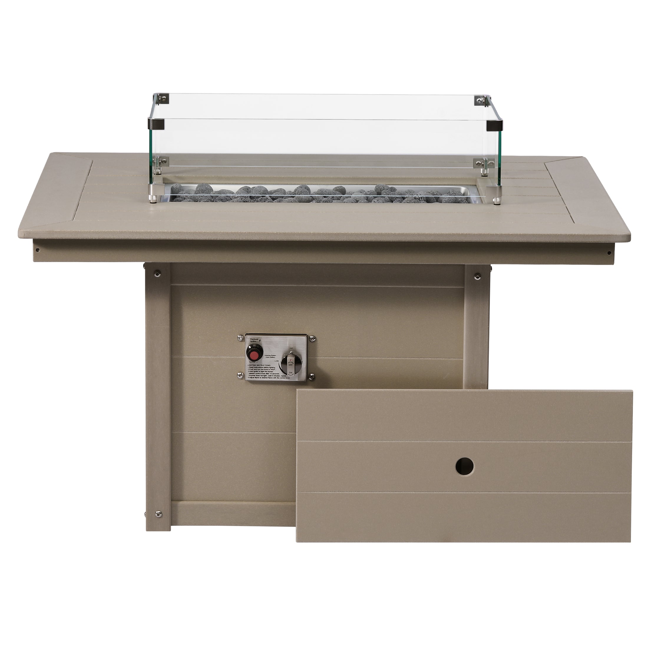 Sol 46" Modern Outdoor 55,000 BTU Patio Gas Propane Rectangle Deck Fire Pit Table