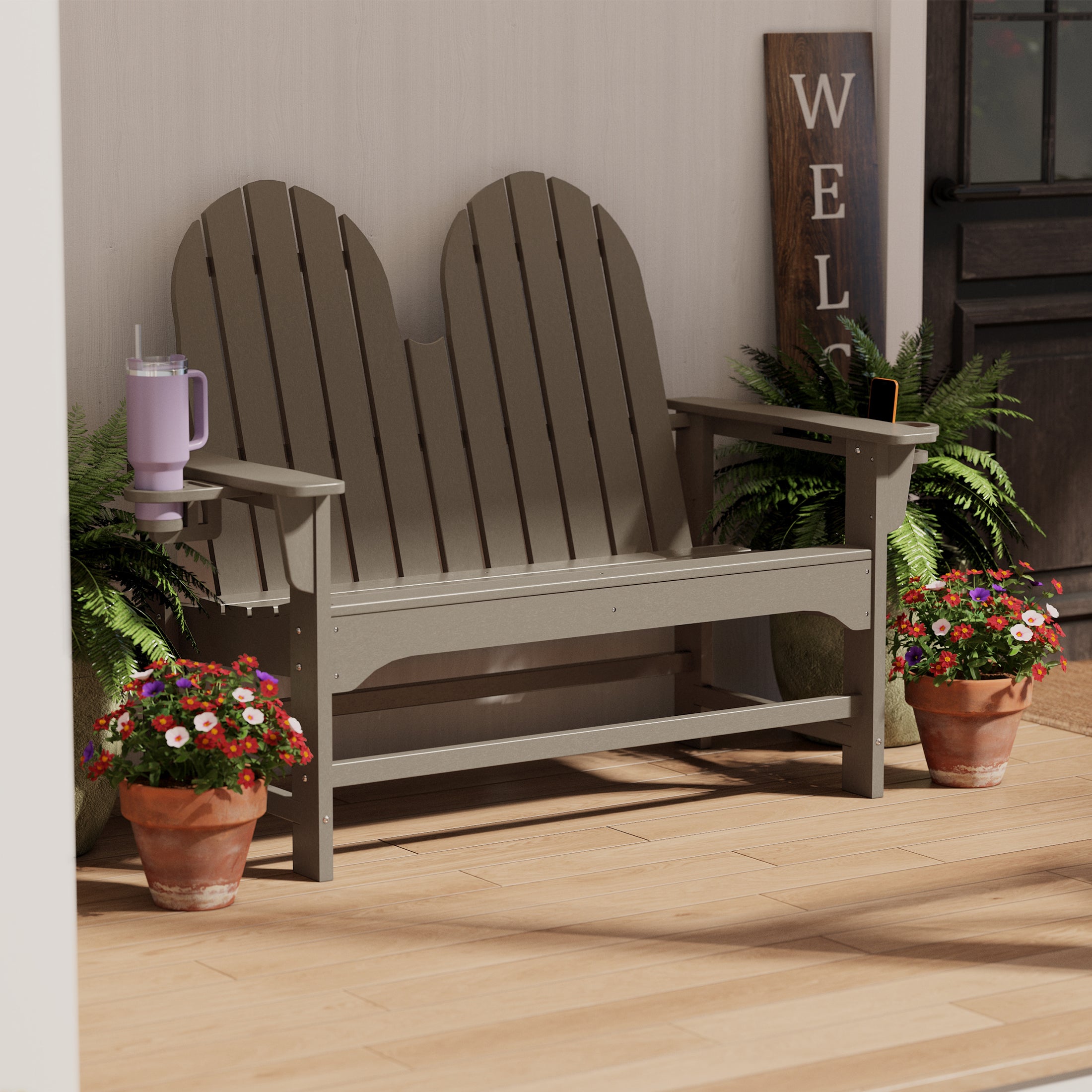 Savannah Outdoor Patio 49" HDPE Adirondack Garden Bench