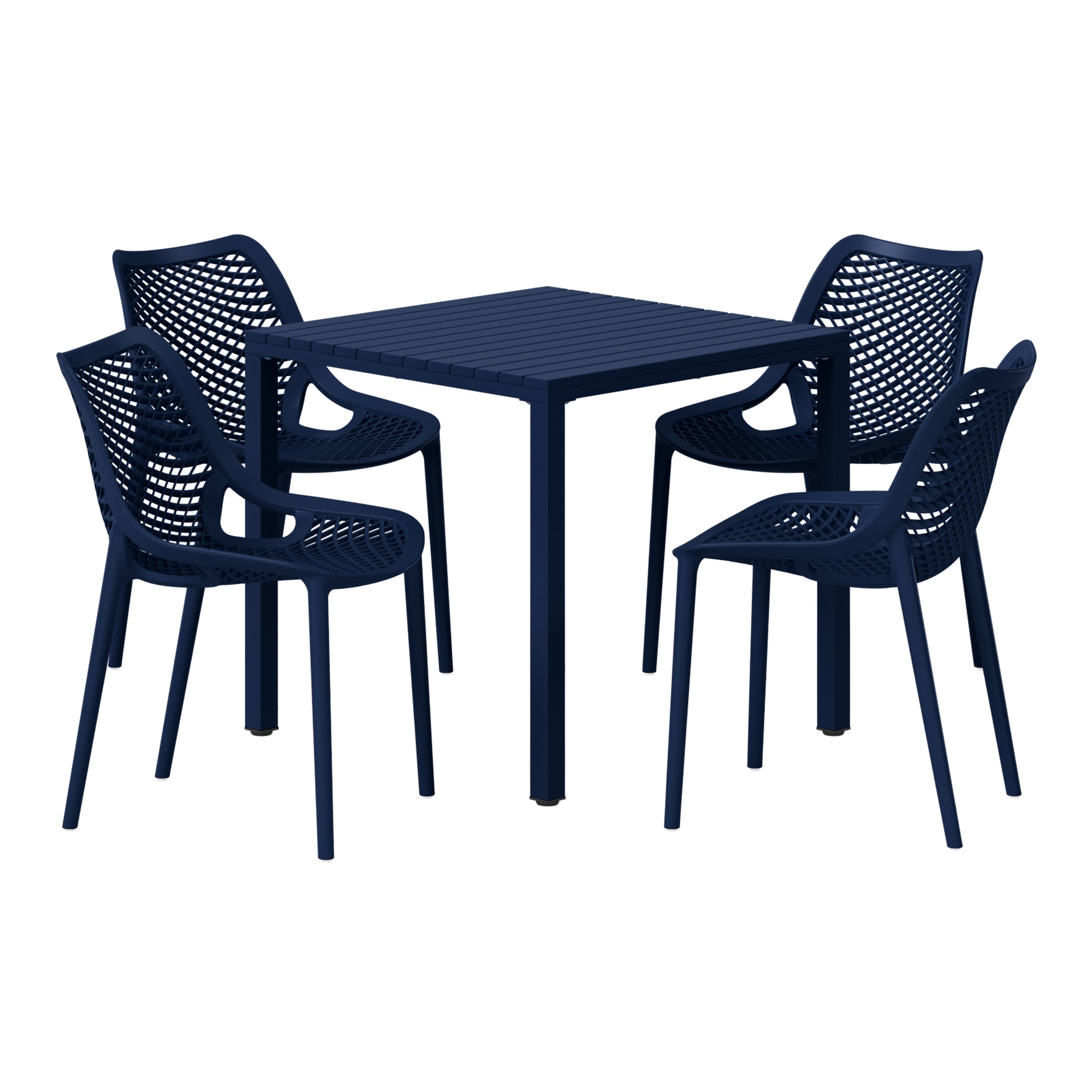 Sunshine 5-Piece Outdoor Patio Metal Frame Dining Table Set with Stackable Patio Dining Chairs