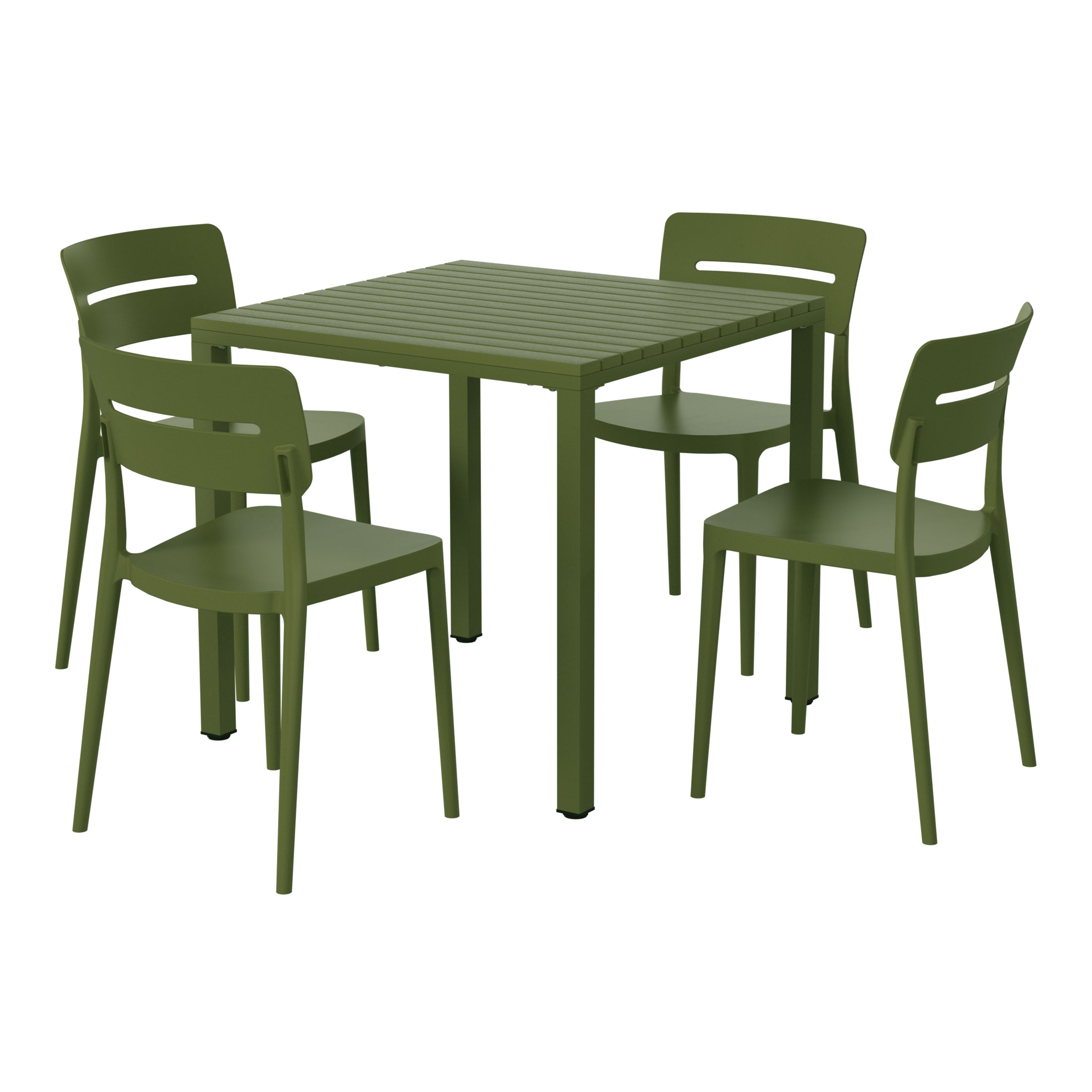Sunshine 5-Piece Outdoor Metal Frame Dining Table Patio Set with Stackable Patio Dining Chairs