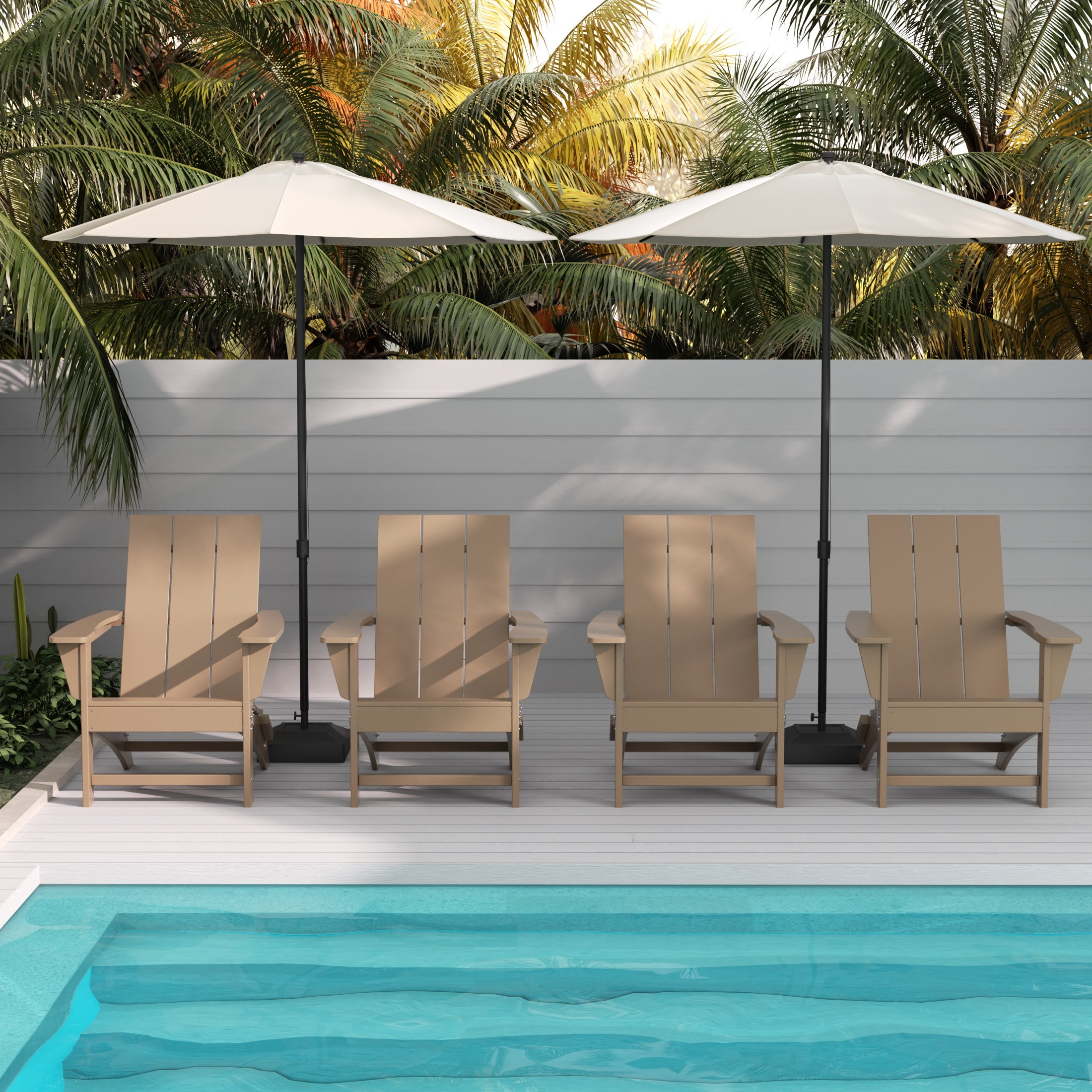 Palms Modern Outdoor Folding Adirondack Chair (Set of 4)