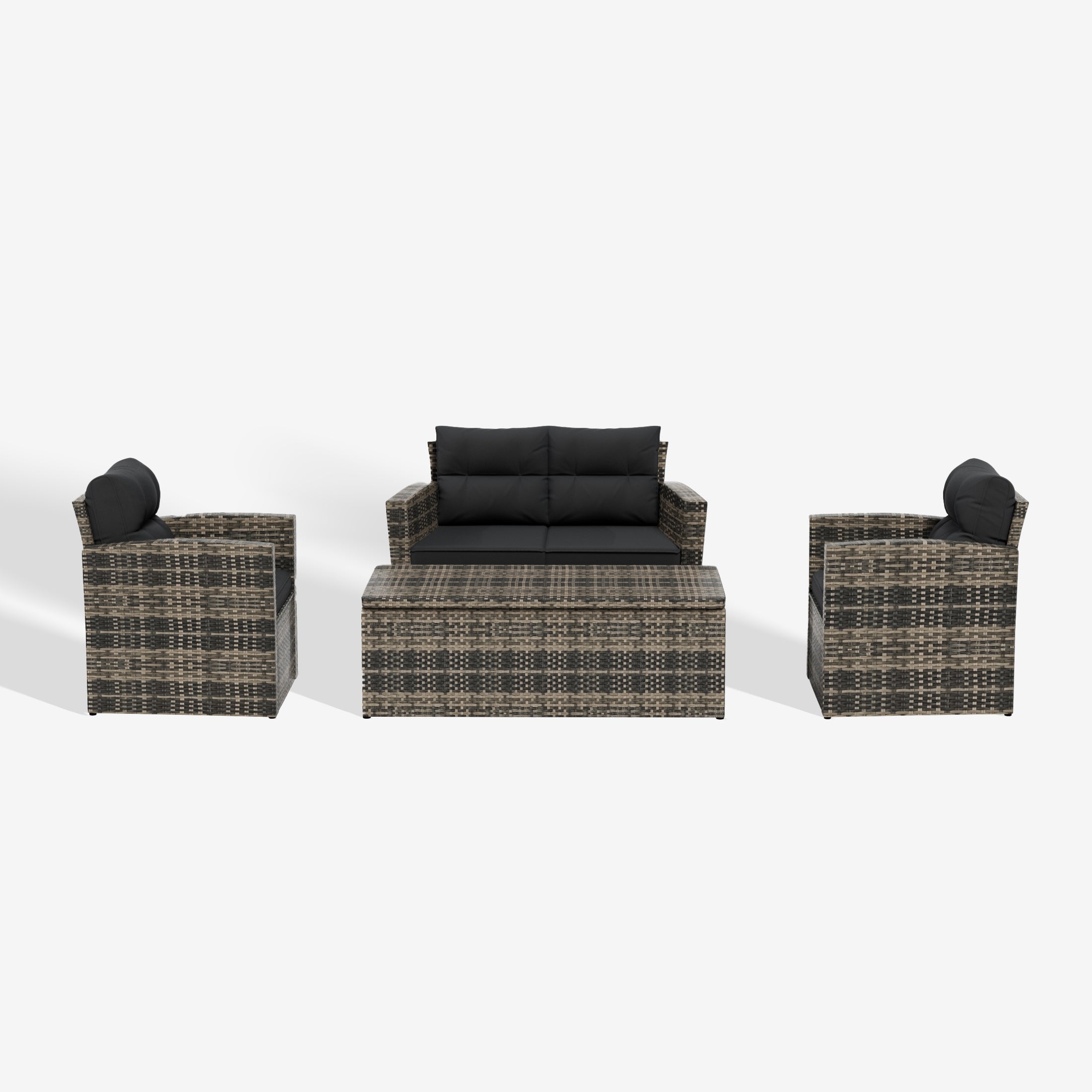 Maldives 4-Piece PE Rattan Wicker Conversation Sofa Set with Cushions