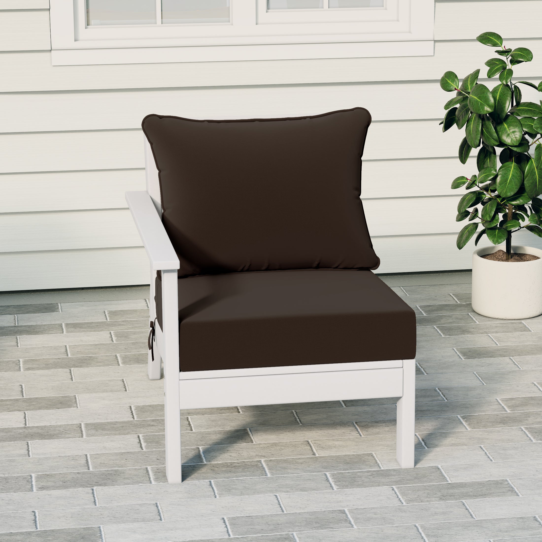 Portsmouth Outdoor Patio HDPE Left Arm Sectional Corner Club Chair with Patio Cushions