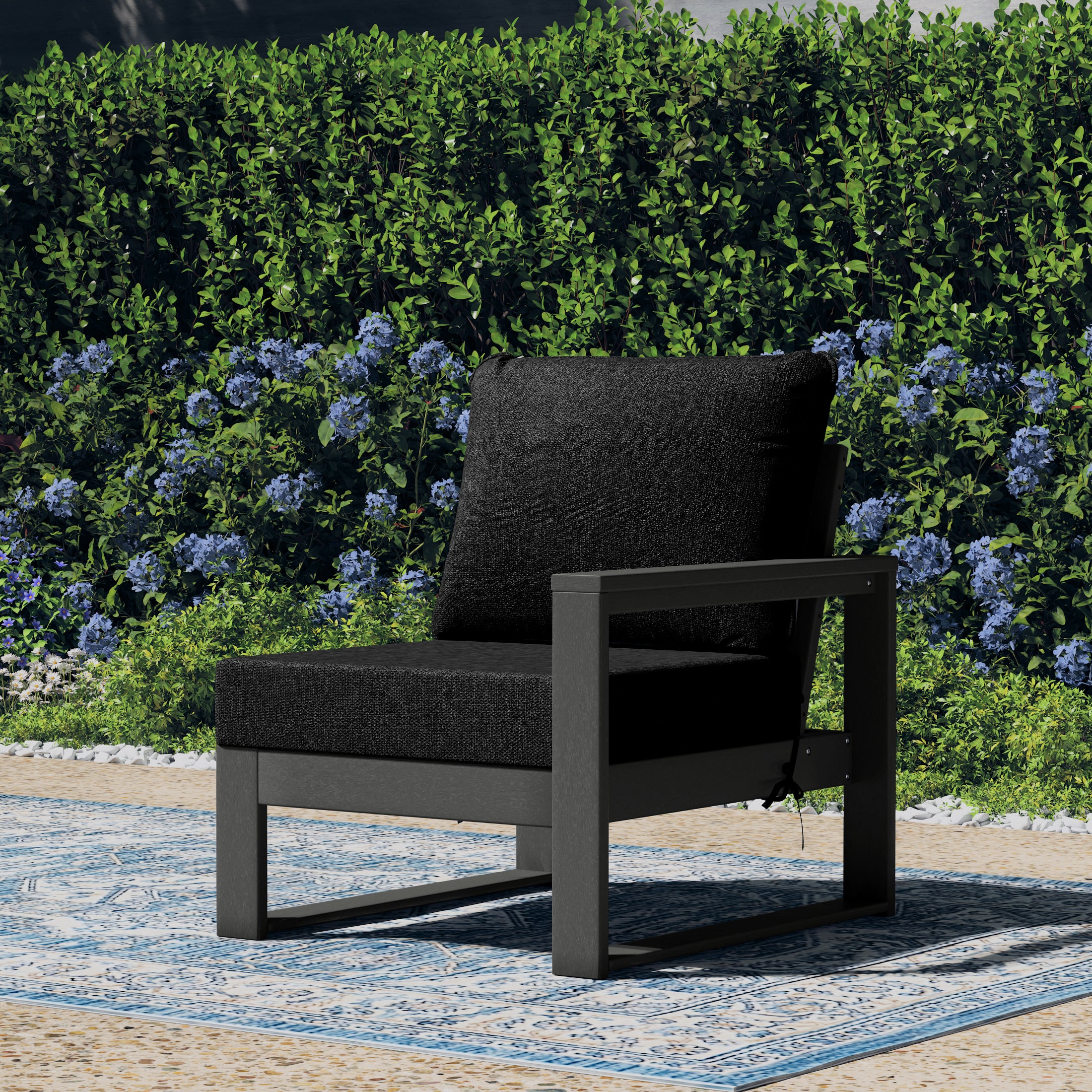Rockaway Outdoor Patio HDPE Right Arm Facing Sectional Corner Chair with Patio Cushions