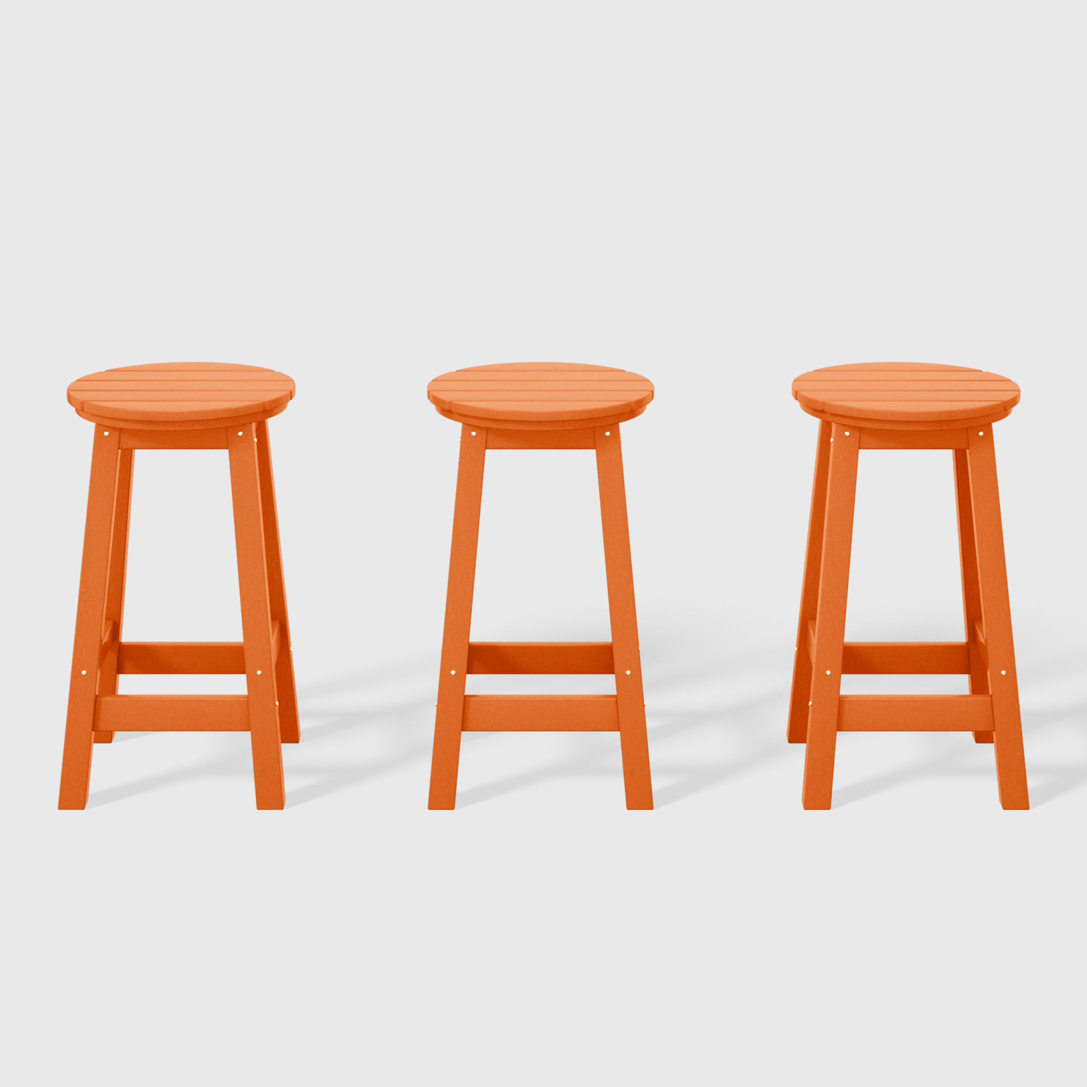 Paradise 24" HDPE Outdoor Patio Round Counter Height Bar Stool Set of 3
