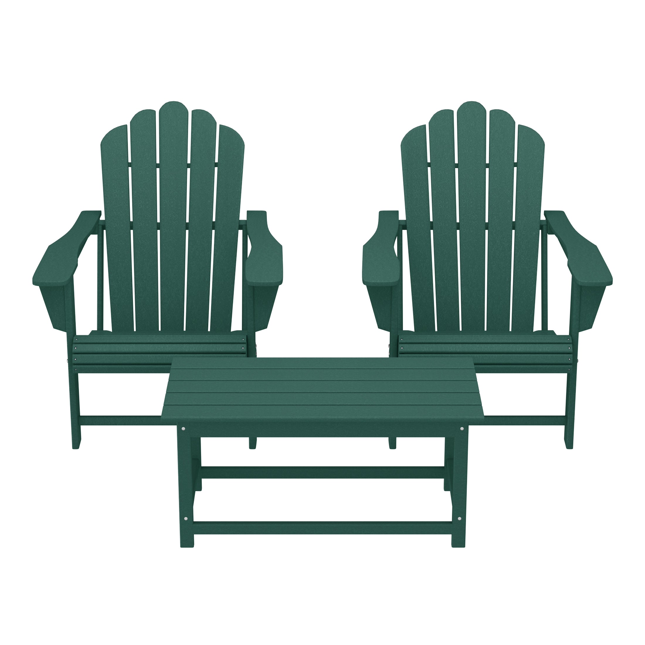 Lakeview 3-Piece Adirondack Chairs with Cup Holders and Coffee Table Set