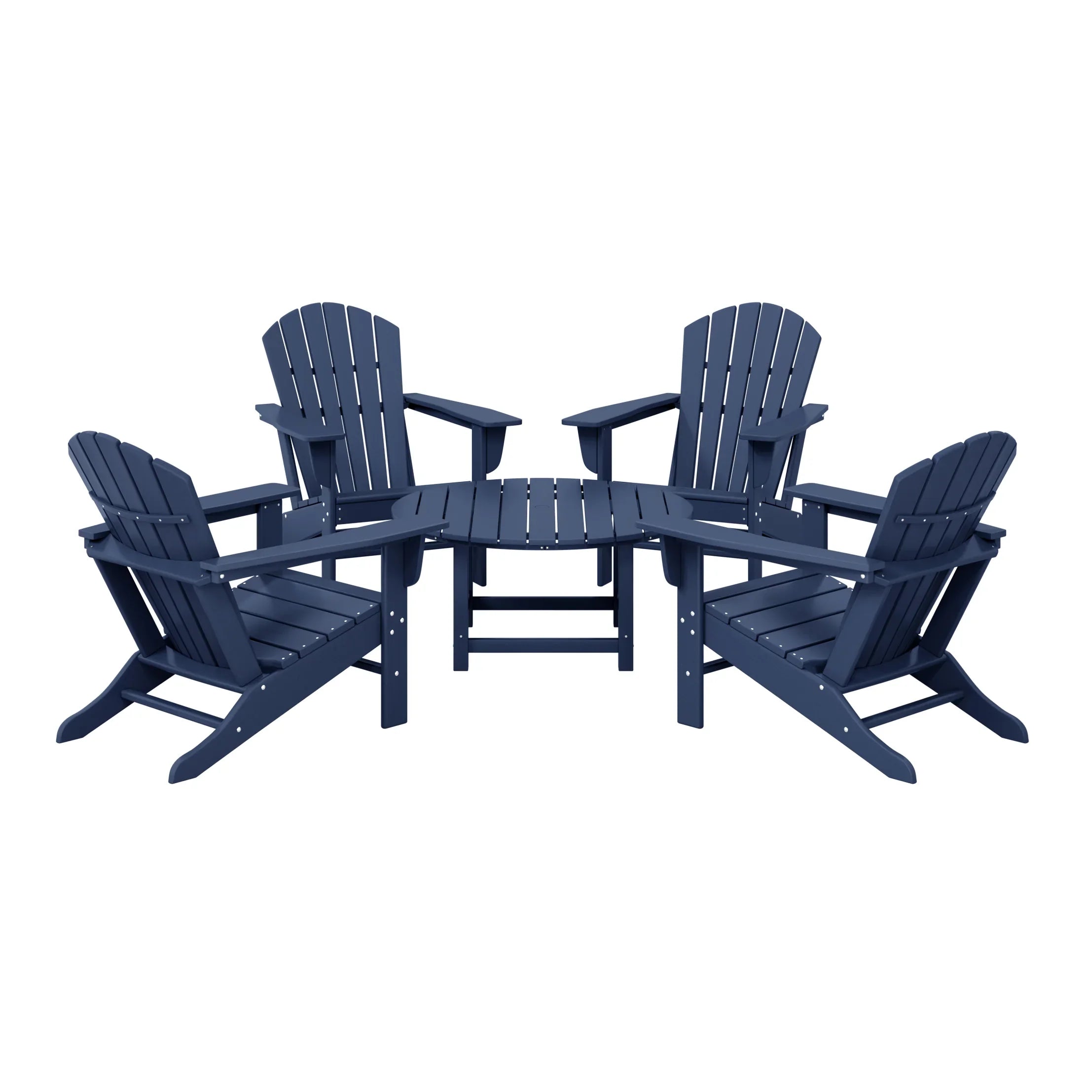 Portside 5-Piece Outdoor Patio HDPE Adirondack Chair With Round Coffee Table Conversation Set