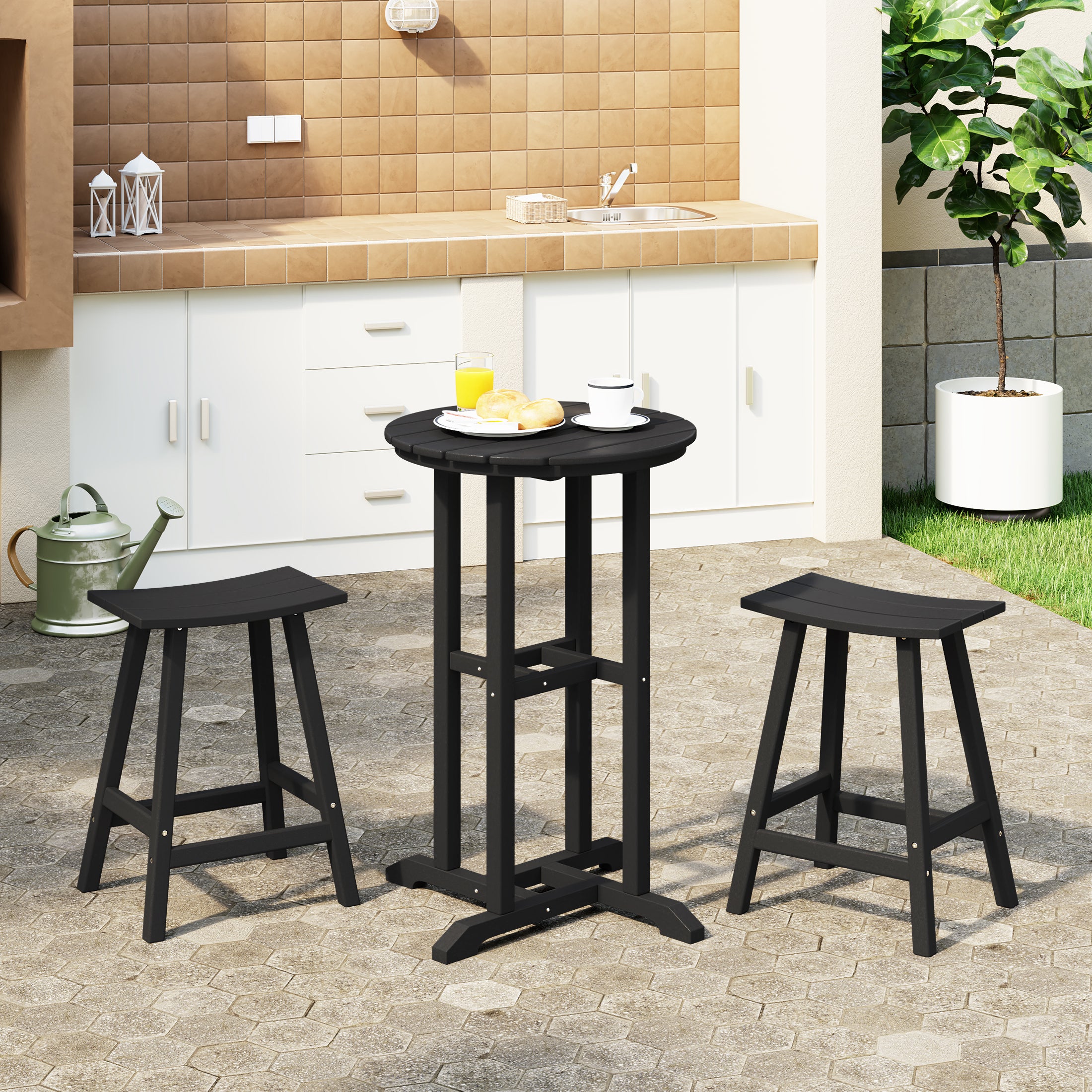 Paradise Outdoor Patio Counter Height Bar Stools Bistro Bar Table Set