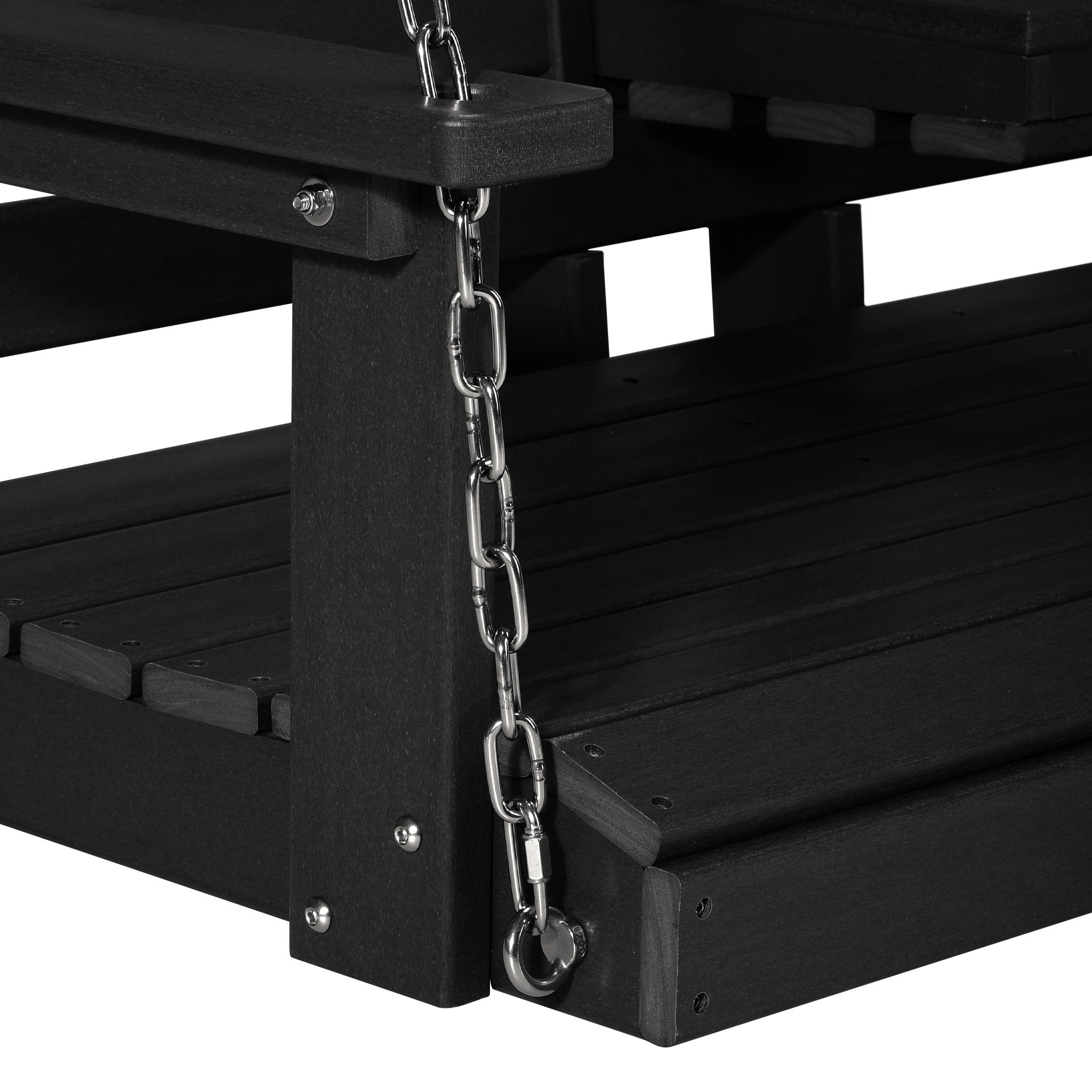 Charleston Outdoor HDPE 54" Front Hanging Porch Swing Bench With Cupholders