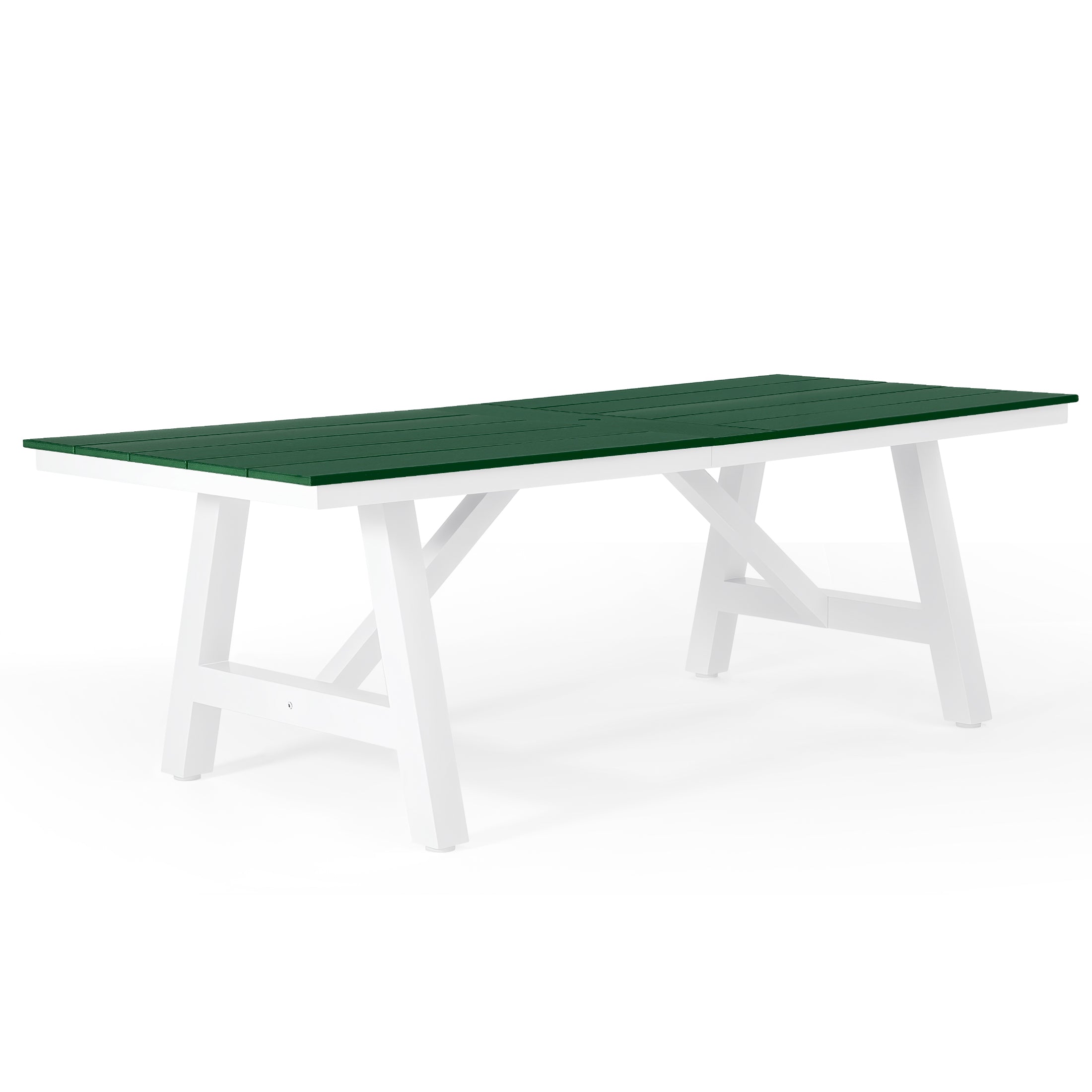 Stinson 90" HDPE Rectangle Outdoor Patio Dining Table With Umbrella Hole and Metal Frame