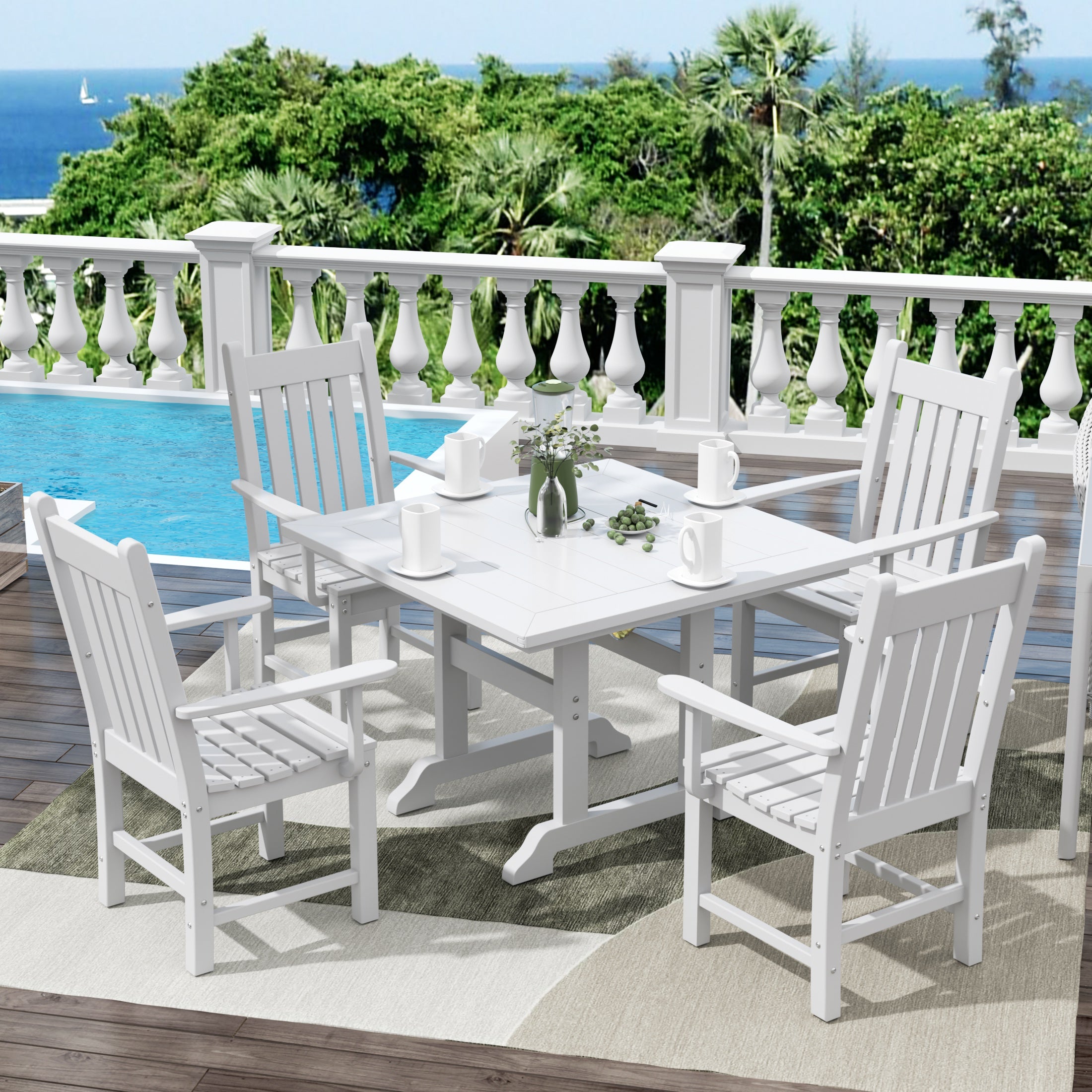 Paradise 5 Piece Outdoor Patio Dining Set Outdoor Square Table and Armchair Set