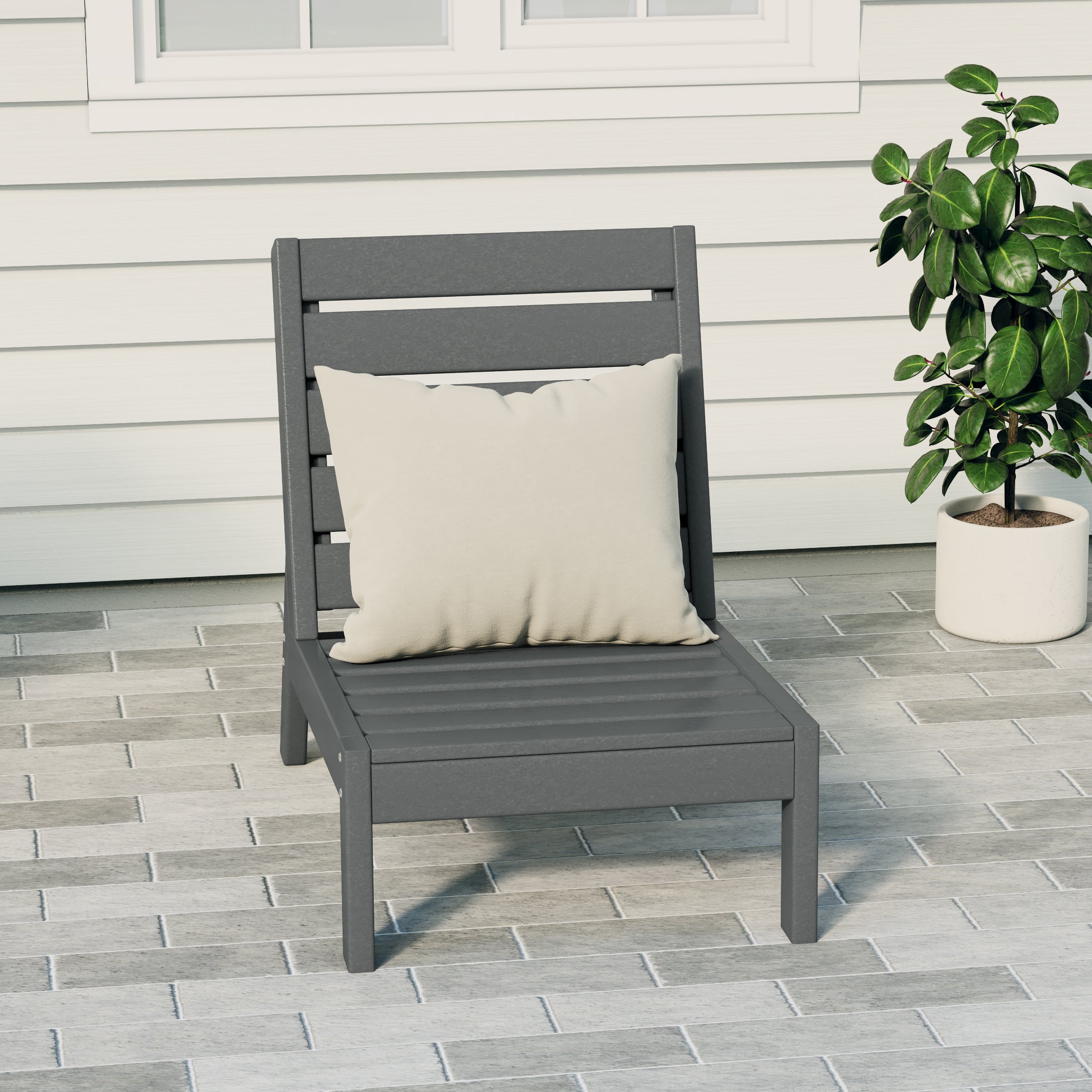 Portsmouth Outdoor HDPE Deep Seating Modular Armless Patio Chair