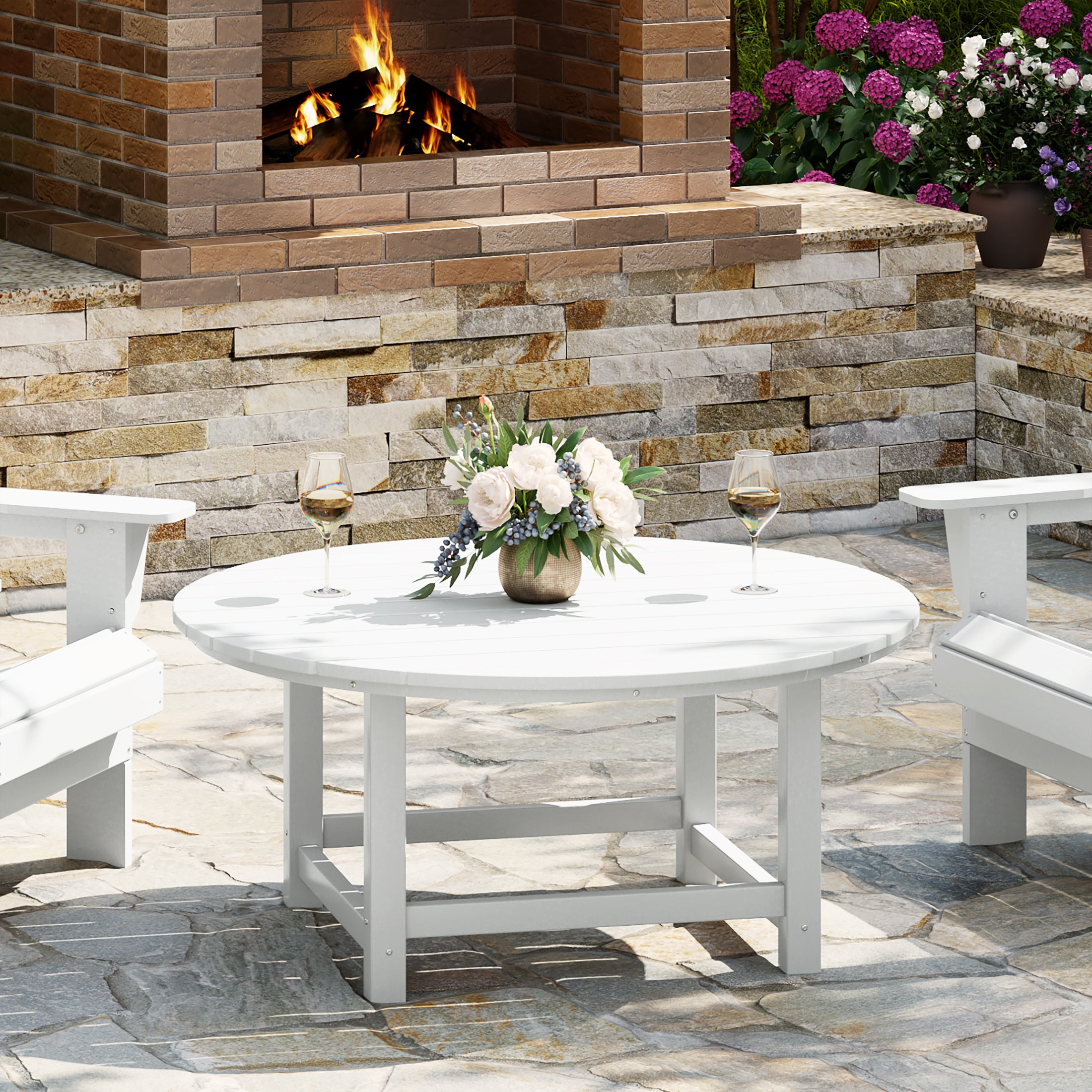 Paradise Low Outdoor HDPE Round Patio Coffee Table