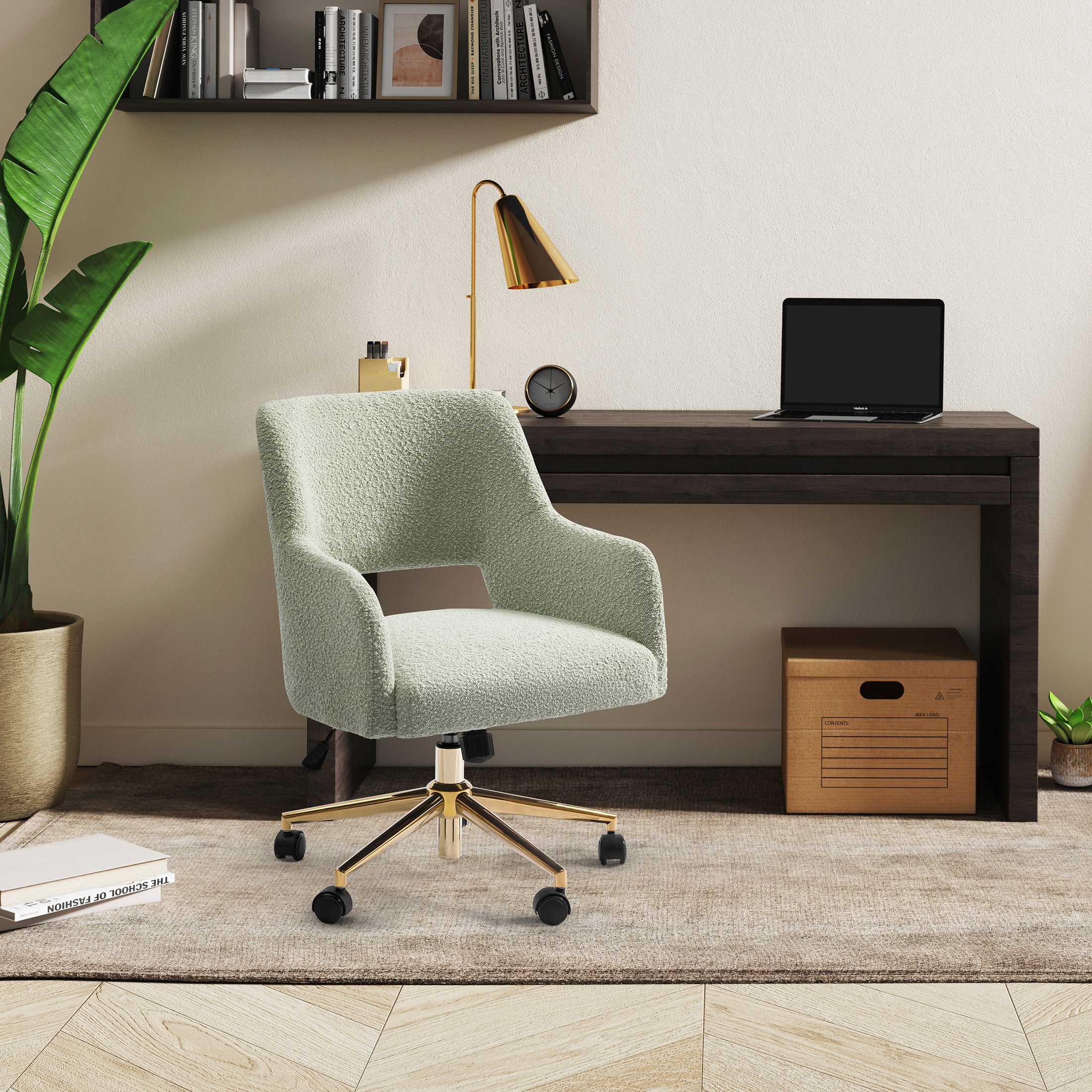 Amélie Mid-Century Modern Swivel Office Vanity Chair with Wheels