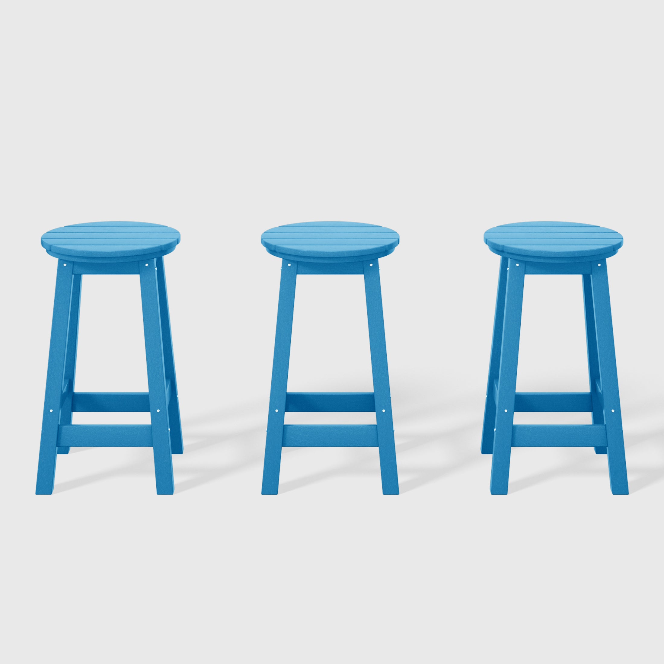 Paradise 24" HDPE Outdoor Patio Round Counter Height Bar Stool Set of 3