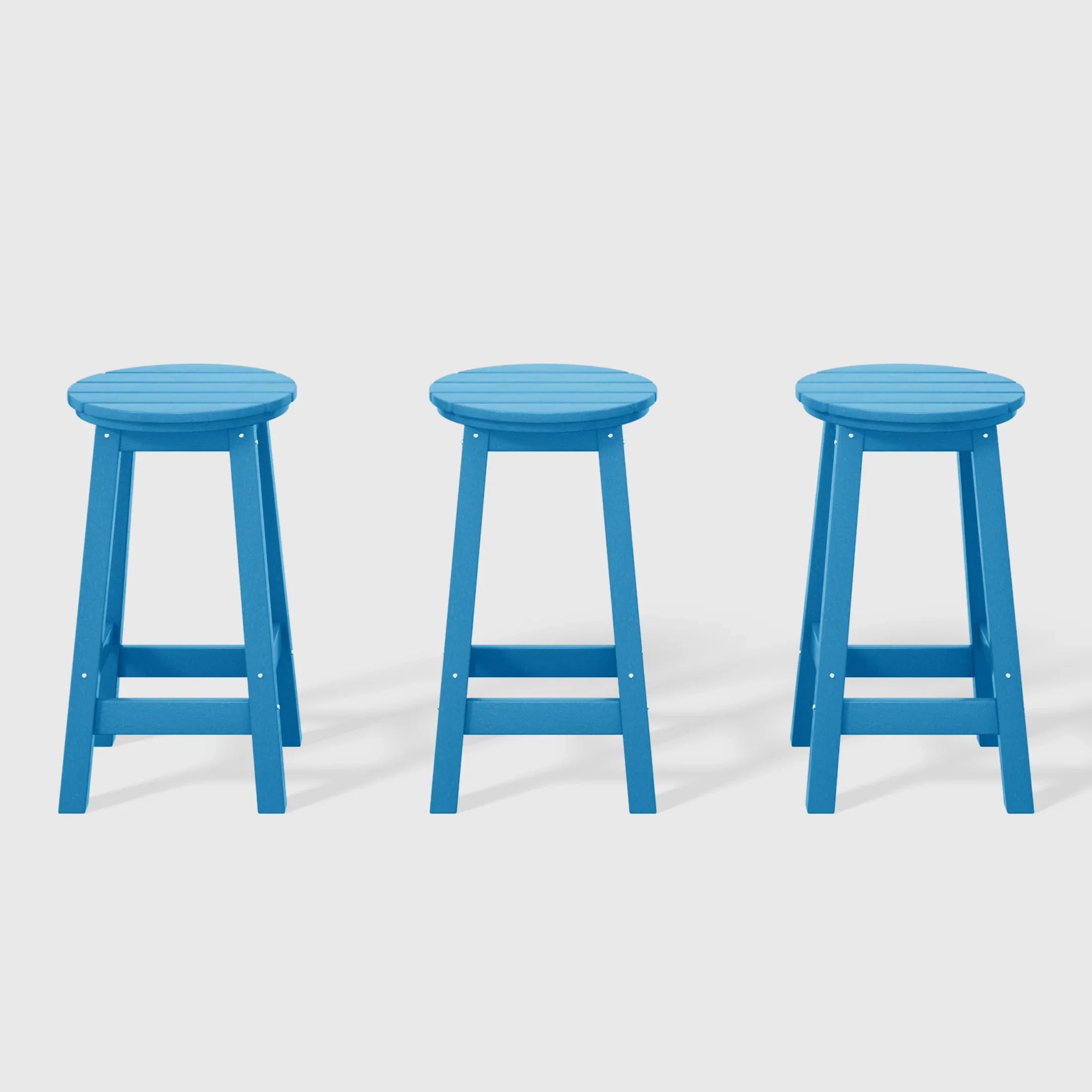 Paradise 24" HDPE Outdoor Patio Round Counter Height Bar Stool Set of 3