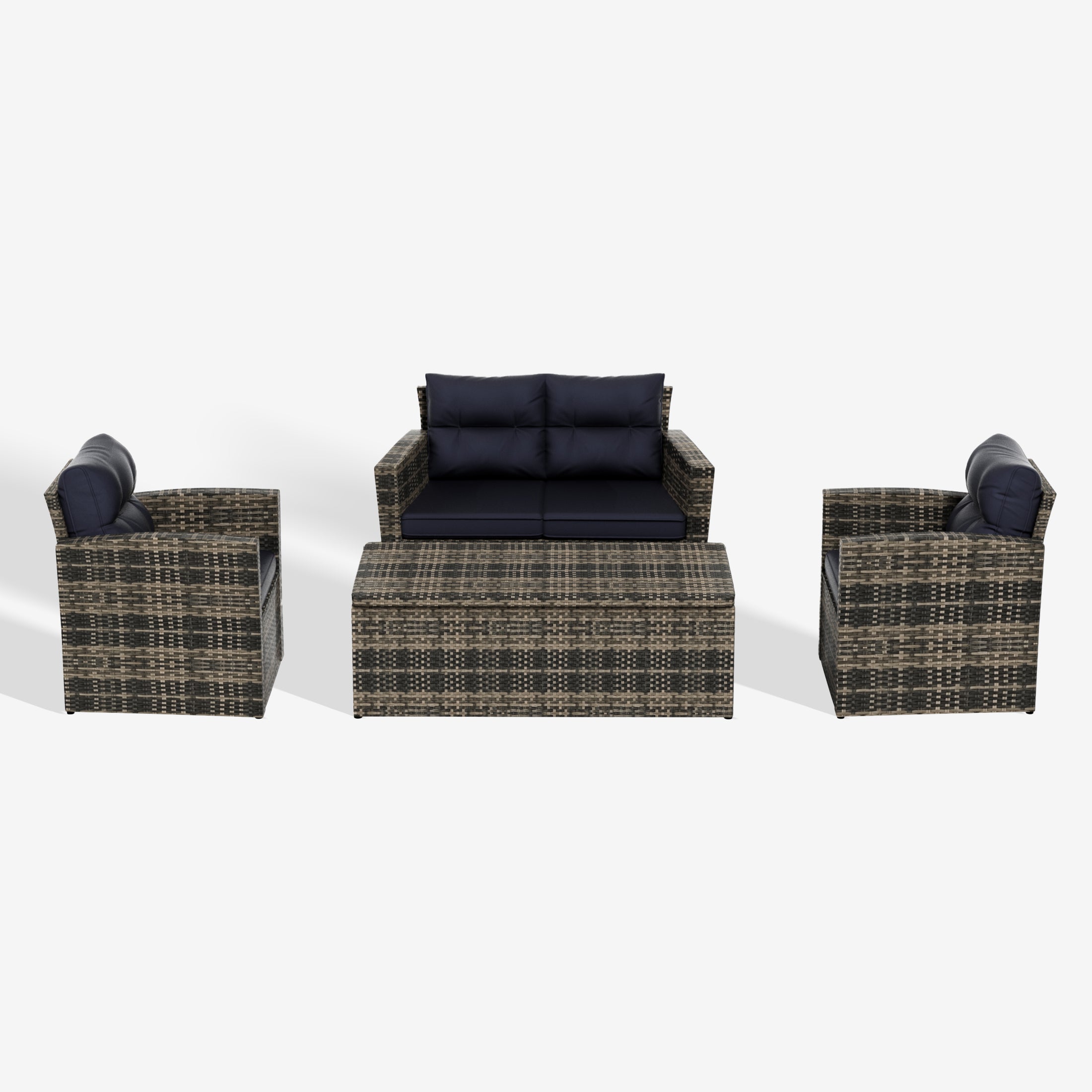 Maldives 4-Piece PE Rattan Wicker Conversation Sofa Set with Cushions