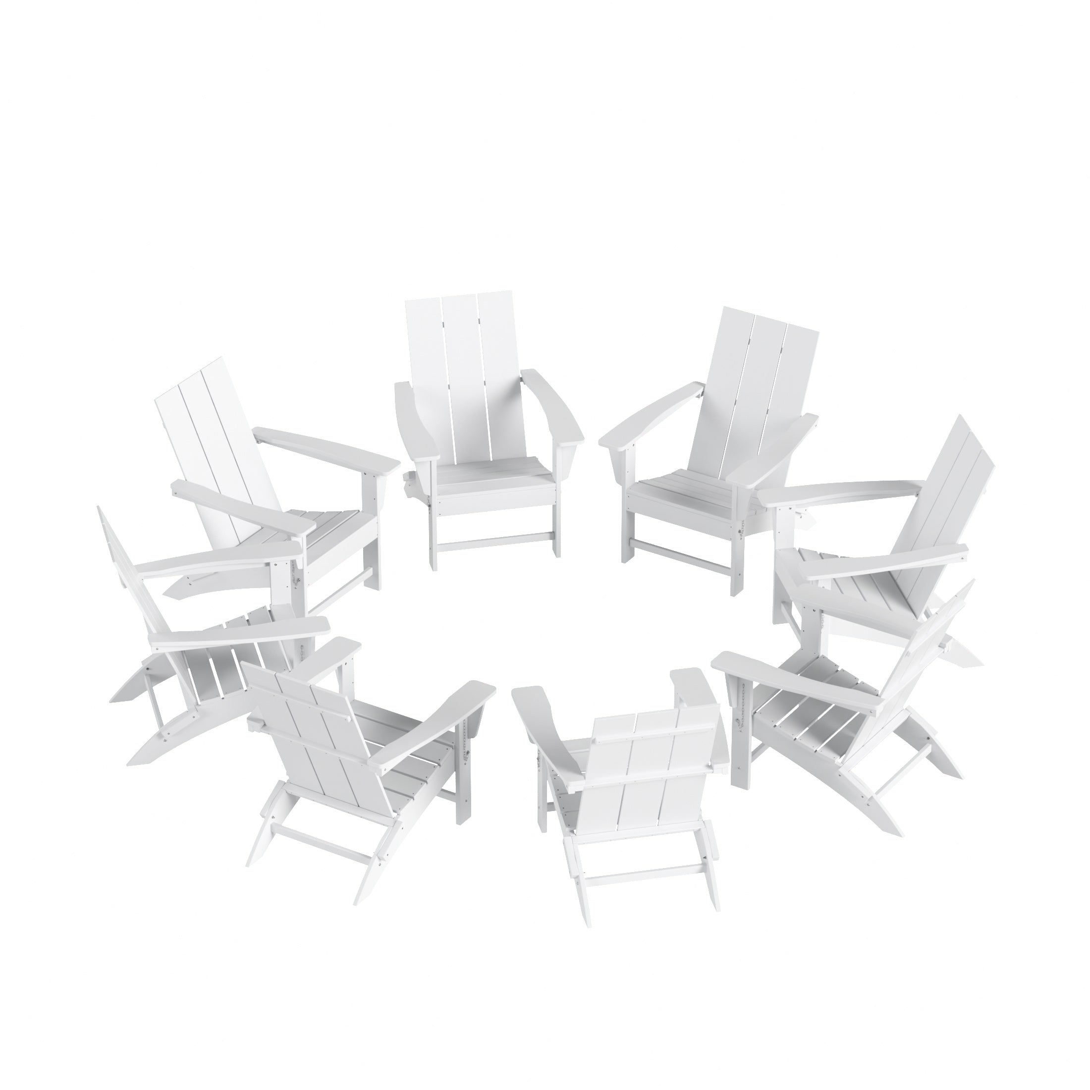 Palms 8-Piece Modern Poly Folding Adirondack Chair Set