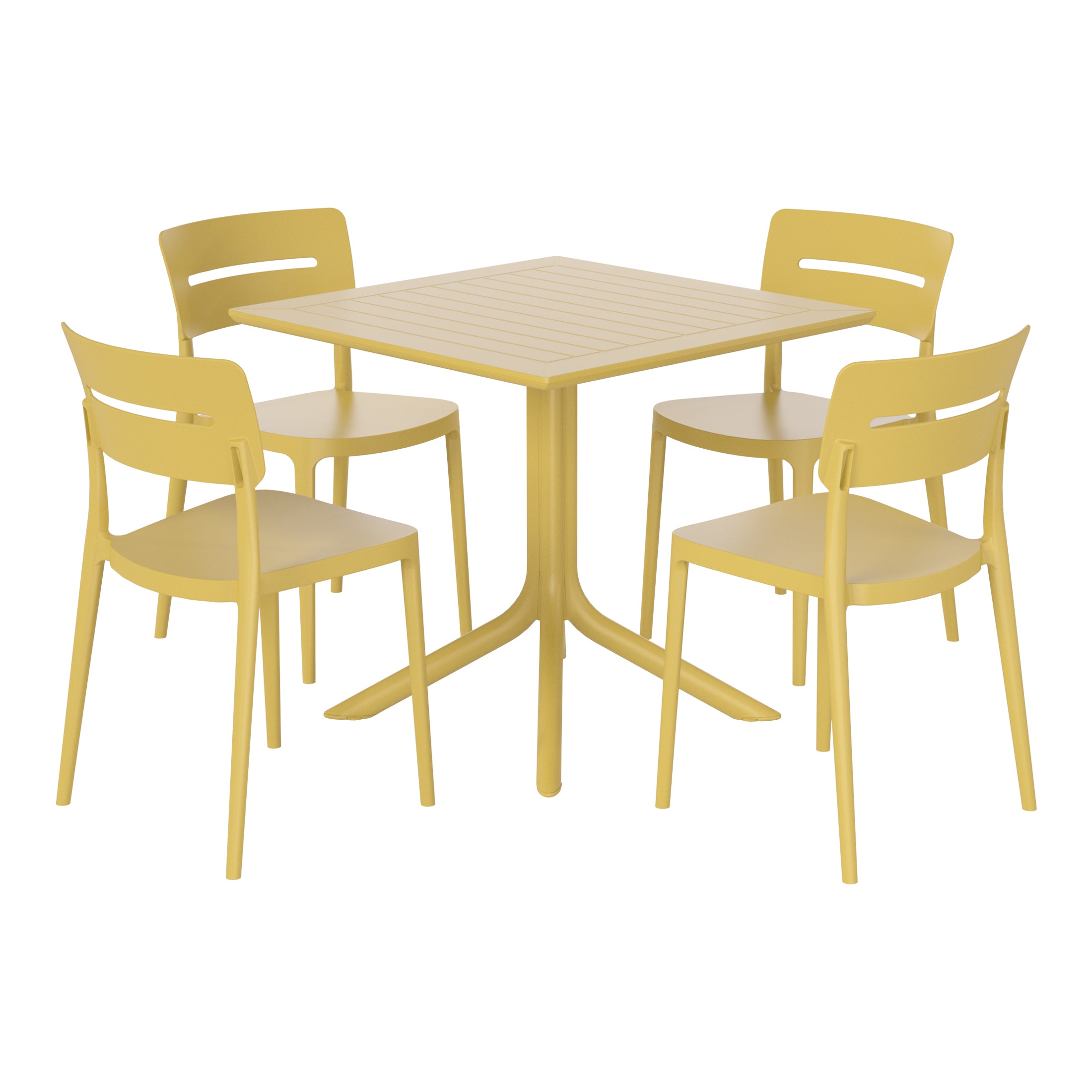 Sunshine Modern 5-Piece Resin Patio Dining Table Set with Stackable Patio Dining Chairs