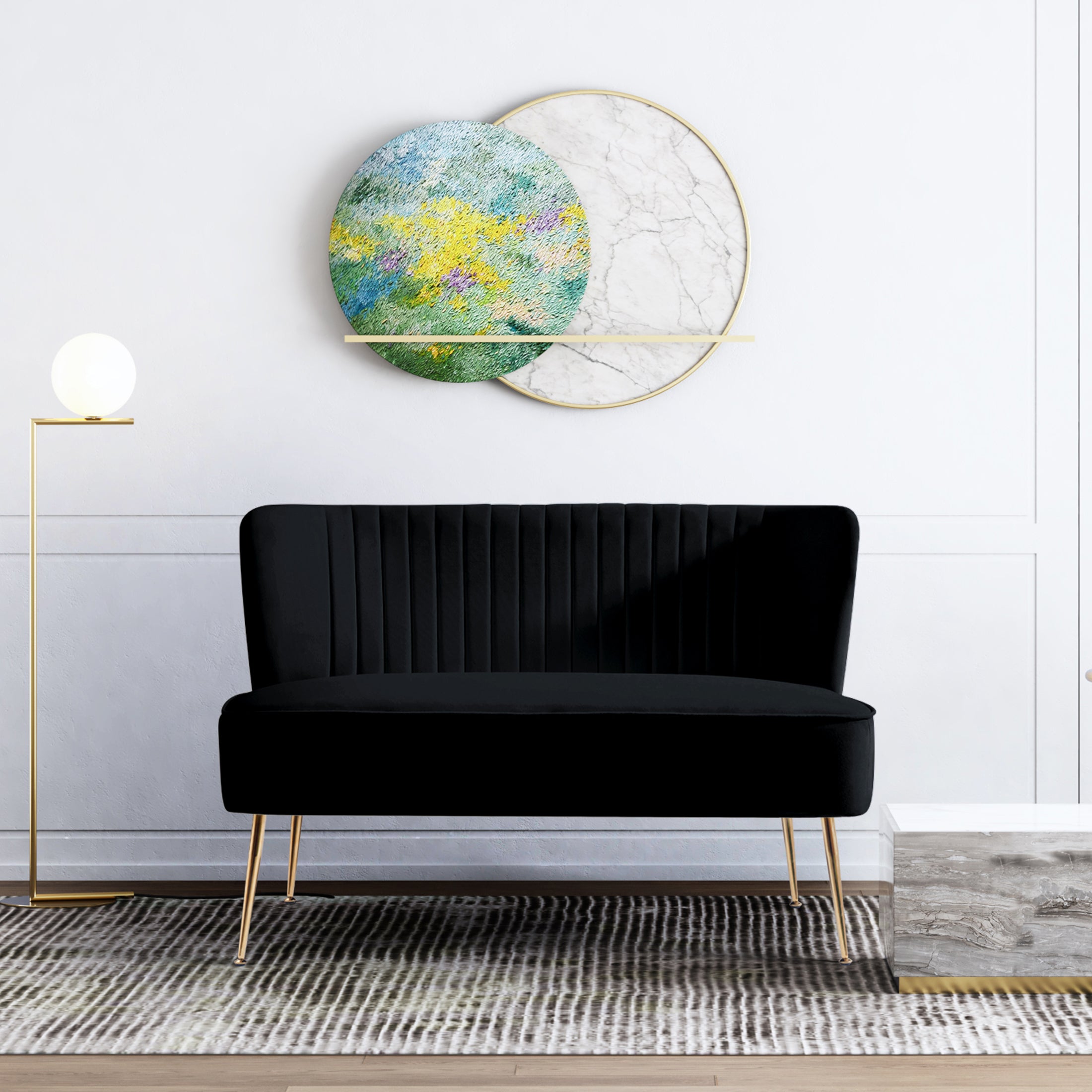 Alaia 46" Wide Upholstered Velvet Love Seat Sofa