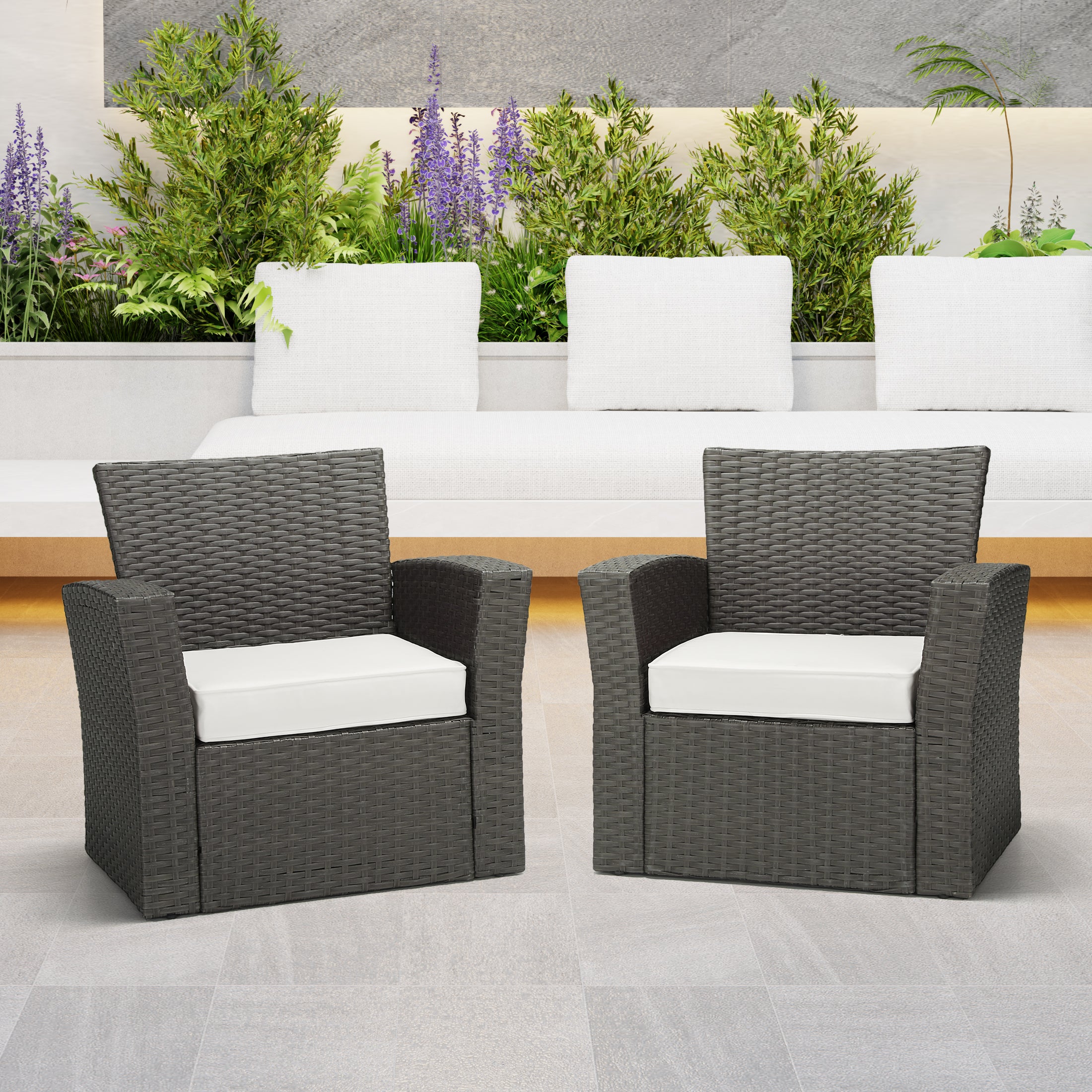 Harmony Outdoor Patio Furniture Seat Chair Square Cushions with Piping. Set of 2, 20" x 19"