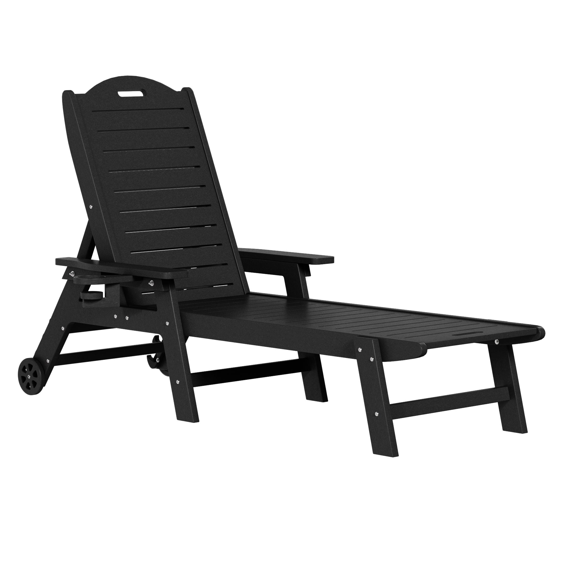 Lago 2-Piece Outdoor Patio Chaise Lounge Chair with Wheels & Cup Holder with Patio Side Table