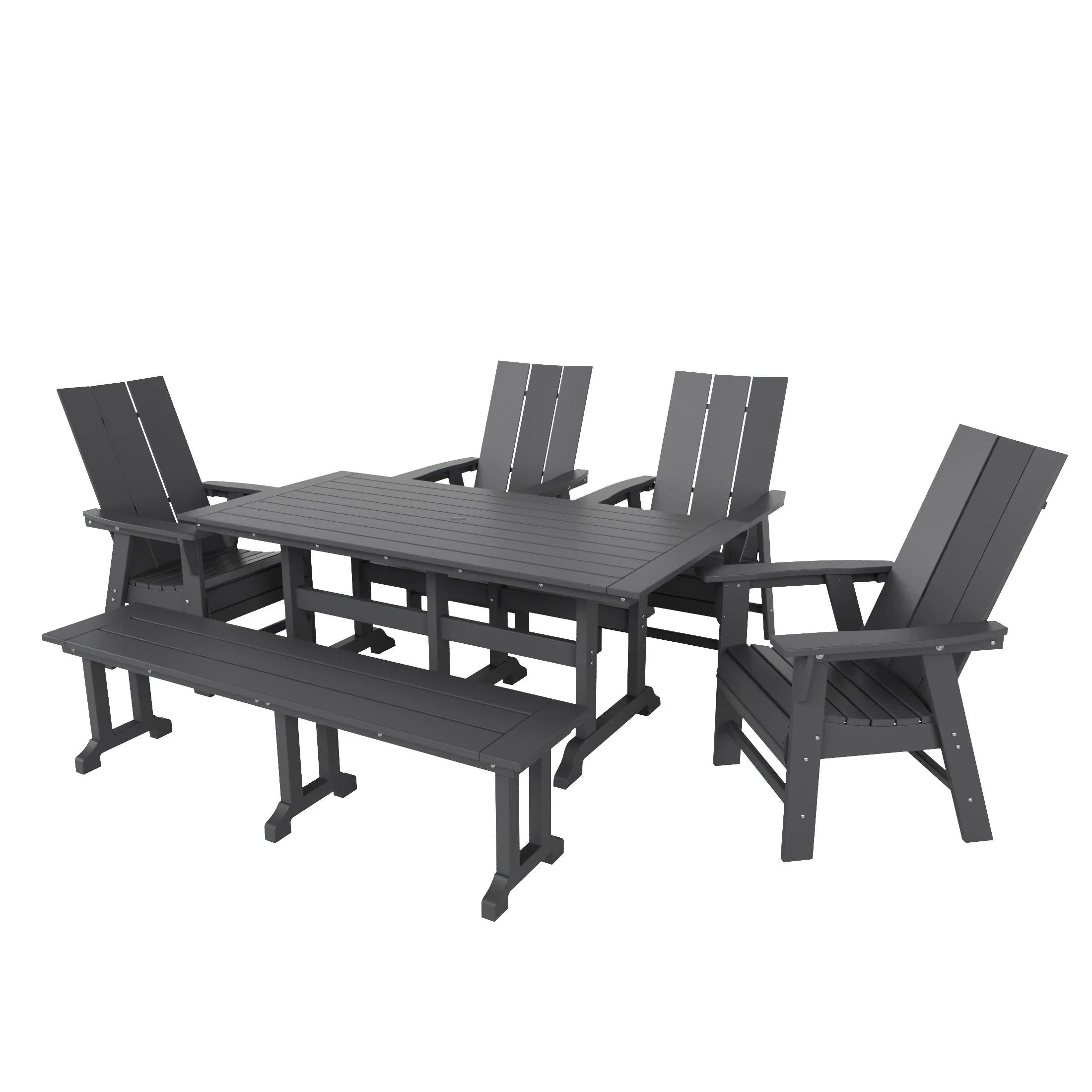 Palms 6 Piece Outdoor Patio Dining Table and Armchair Dining Bench Set