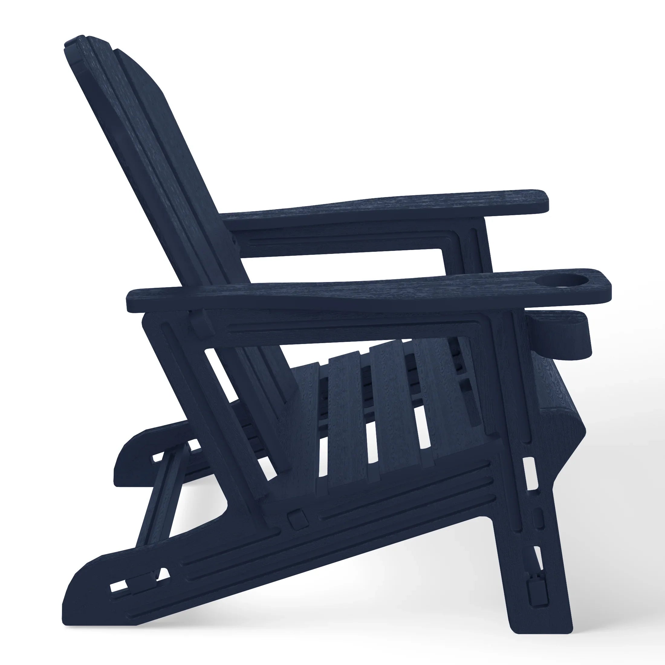 Cayman Tool-Free Assembly Outdoor Patio HDPE Plastic Adirondack Chair with Cup Holder (Set of 2)