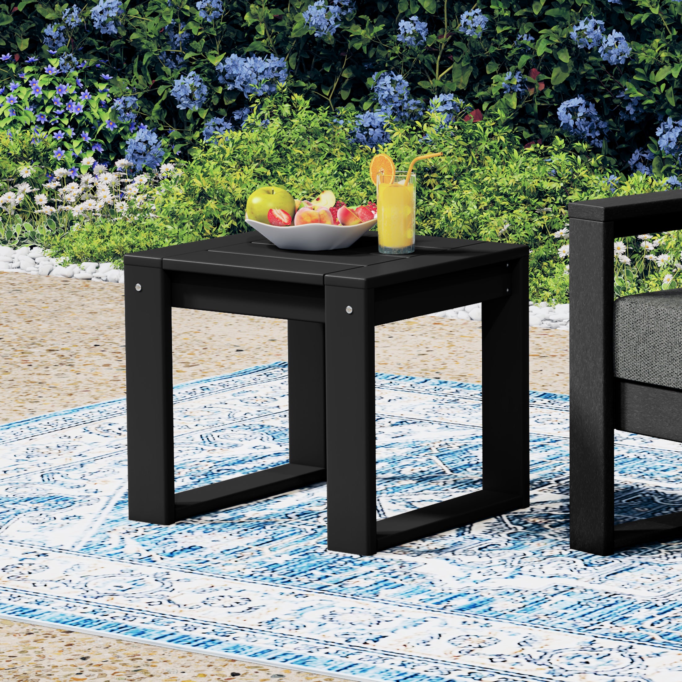 Rockaway Modern Outdoor HDPE Rectangle Patio Side Table