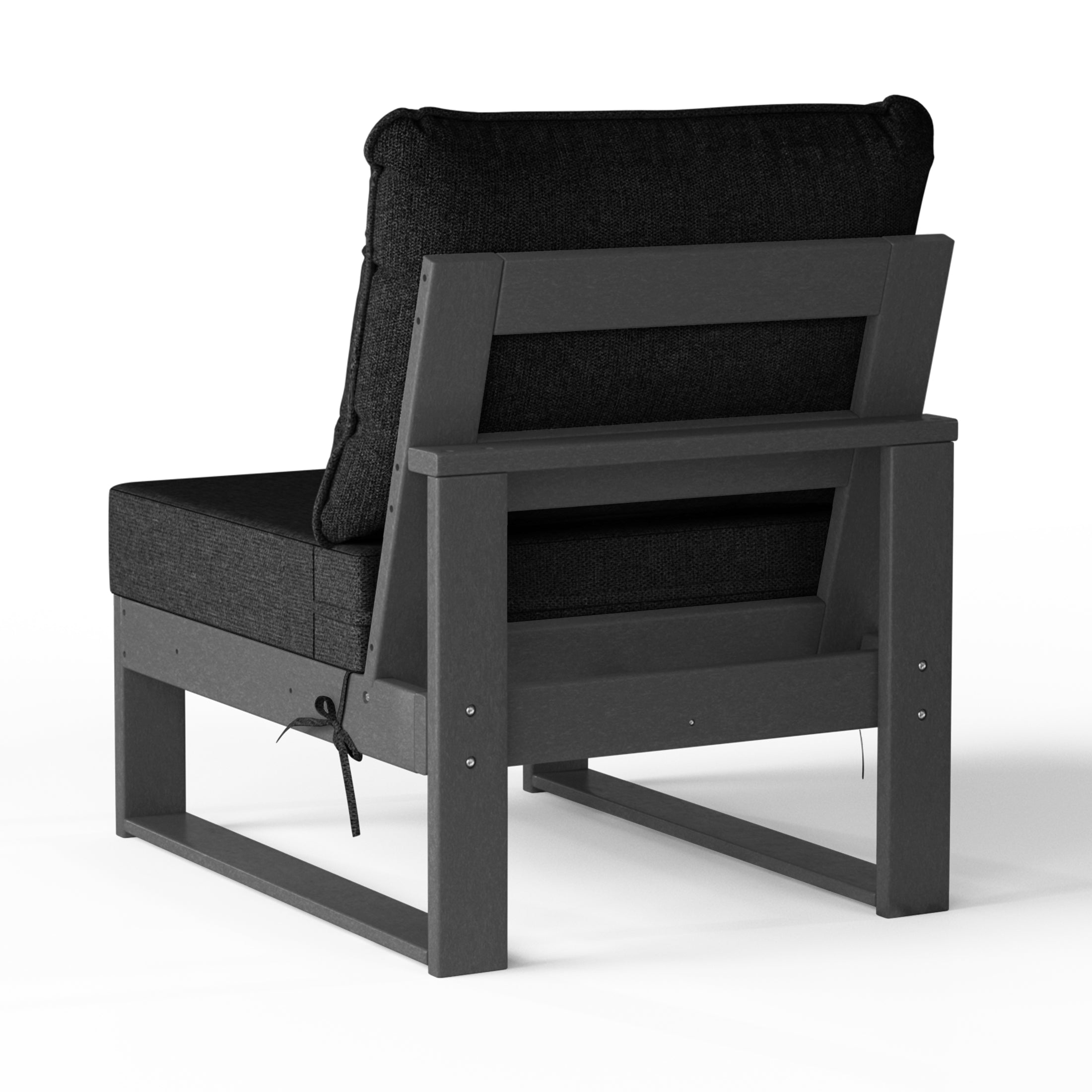 Rockaway Outdoor HDPE Sectional Armless Chair with Water-Proof Patio Cushions