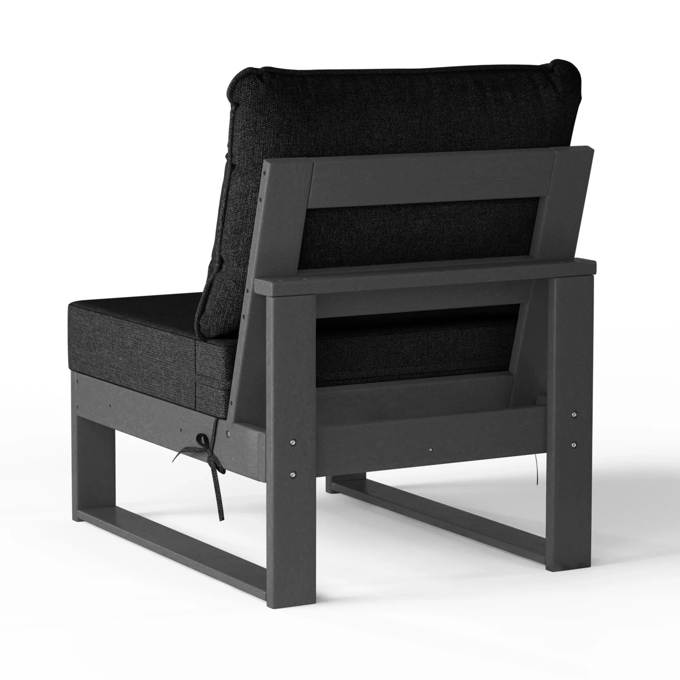 Rockaway Outdoor HDPE Sectional Armless Chair with Water-Proof Patio Cushions