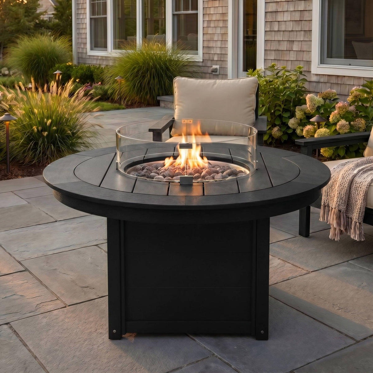 Sol 47" Modern Outdoor 55,000 BTU Patio Propane Round Fire Pit Table