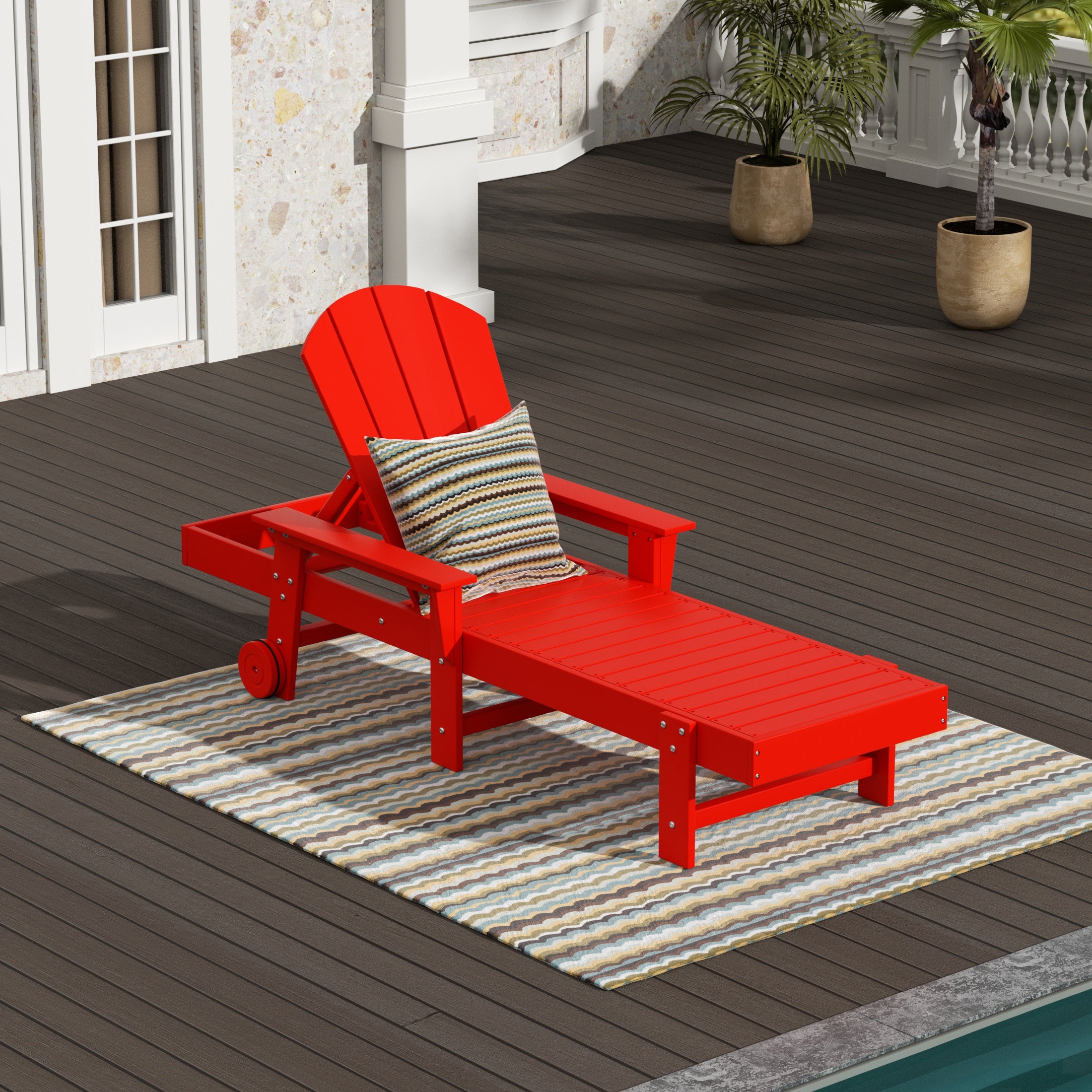 Paradise Reclining Chaise Lounge With Arms & Wheels