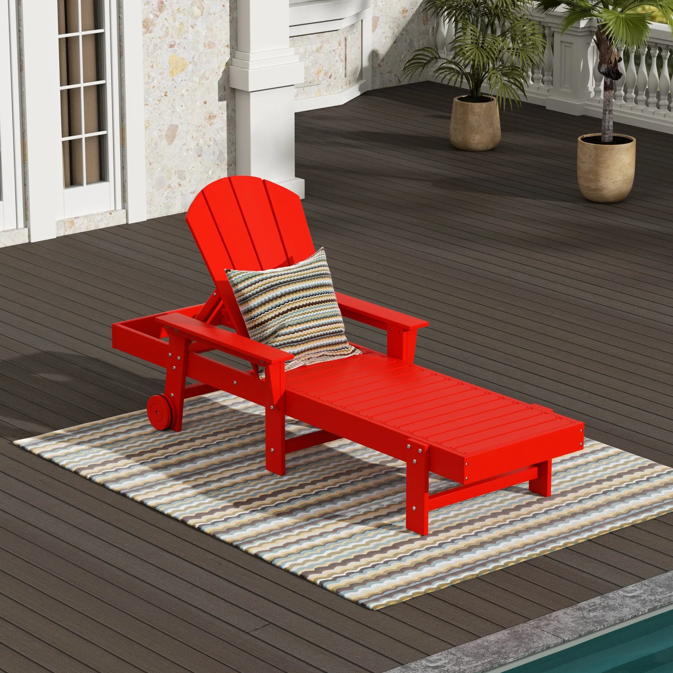 Paradise Reclining Chaise Lounge With Arms & Wheels