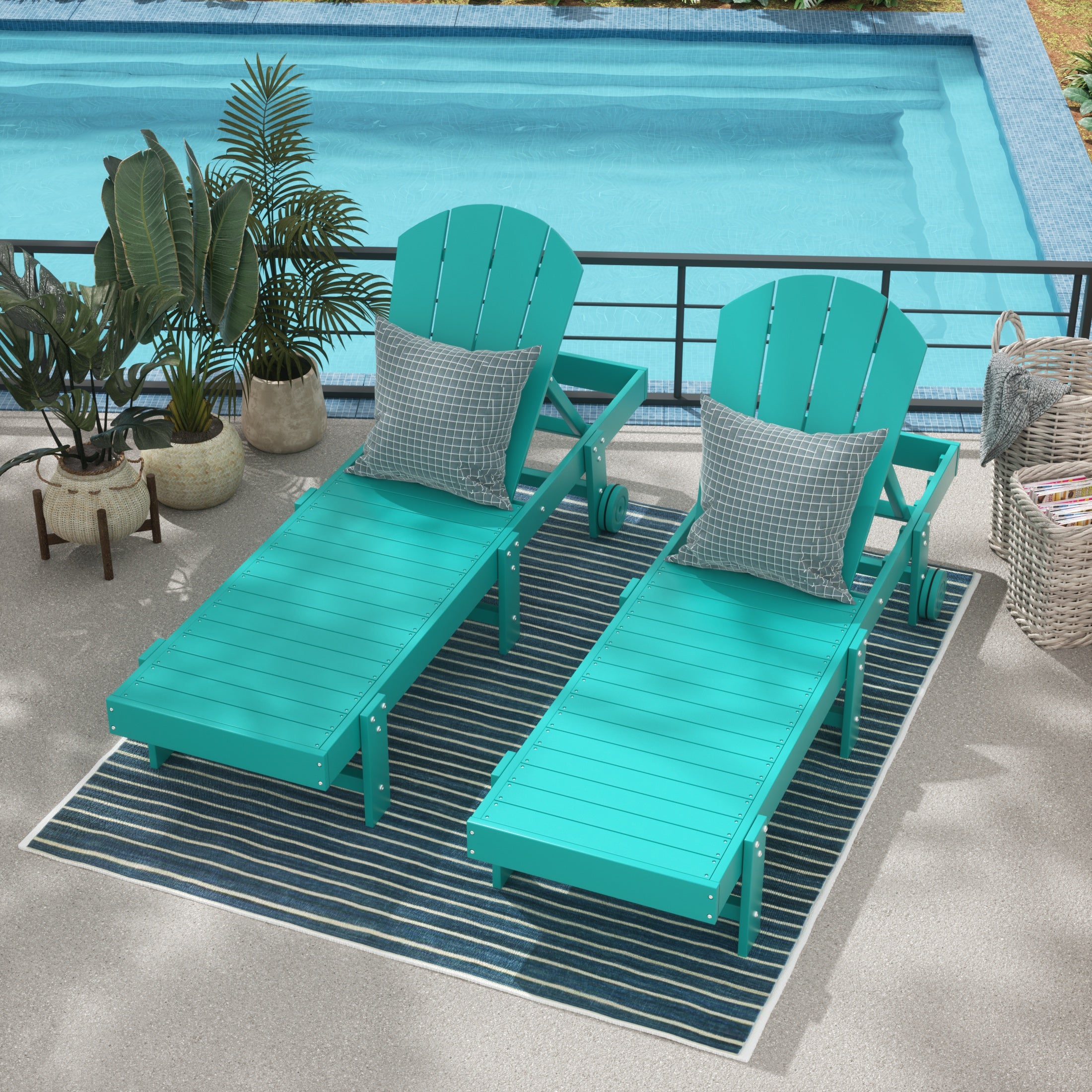 Paradise Adirondack Poly Reclining Chaise Lounge With Wheels (Set Of 2)