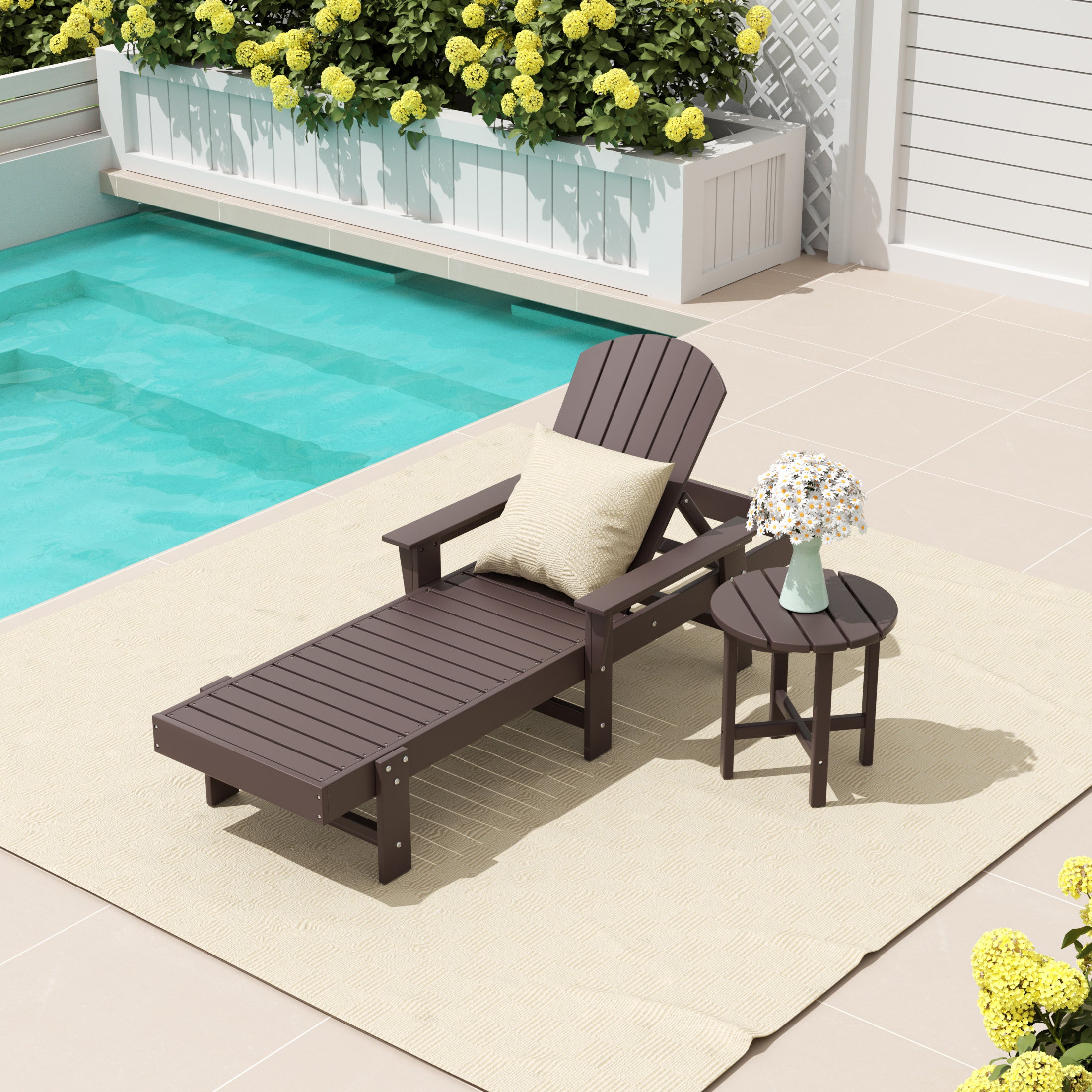 Portside 2 Piece Adirondack Reclining Chaise Lounge With Arms