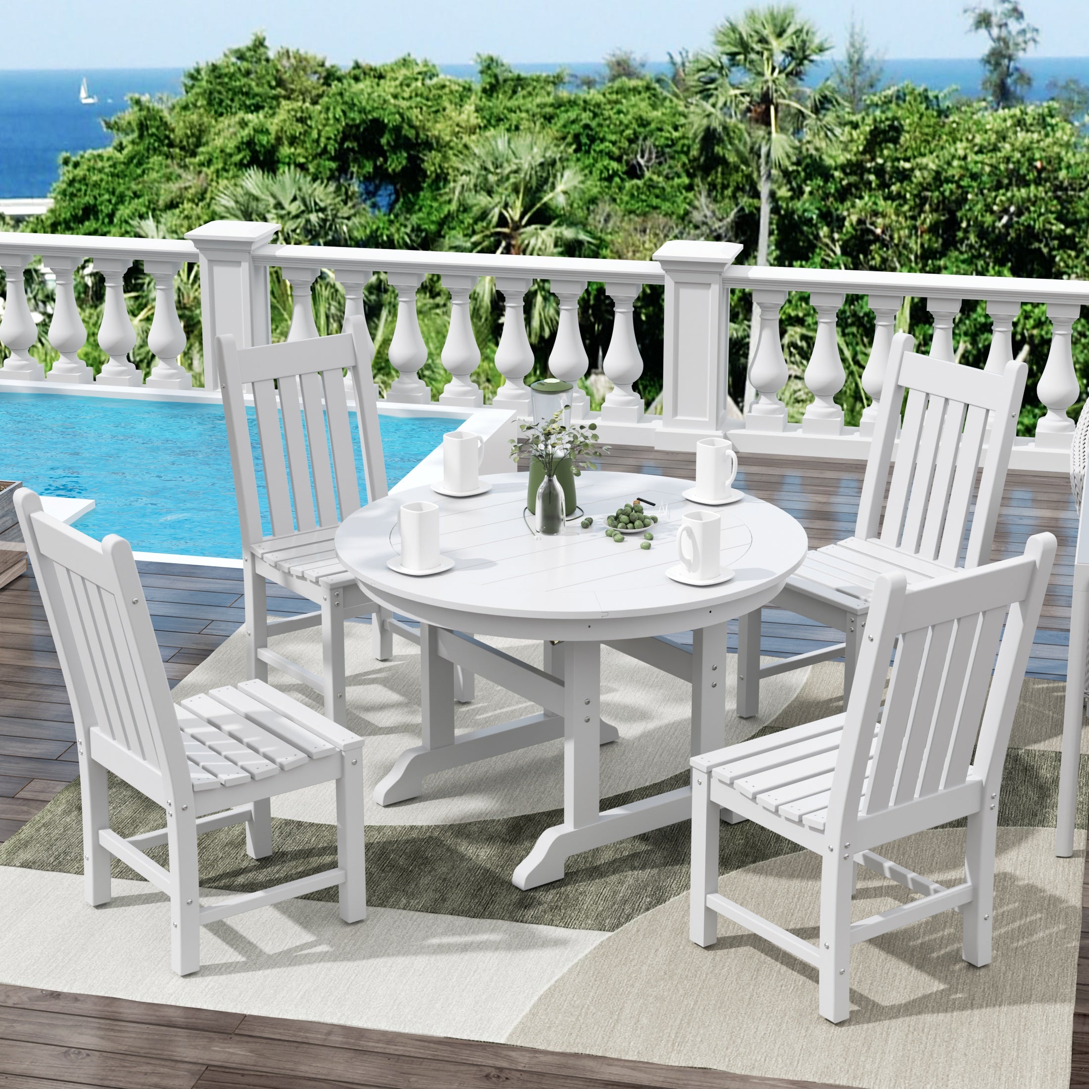 Paradise 5 Piece Outdoor Patio Dining Set Outdoor Round Table and Chair Set
