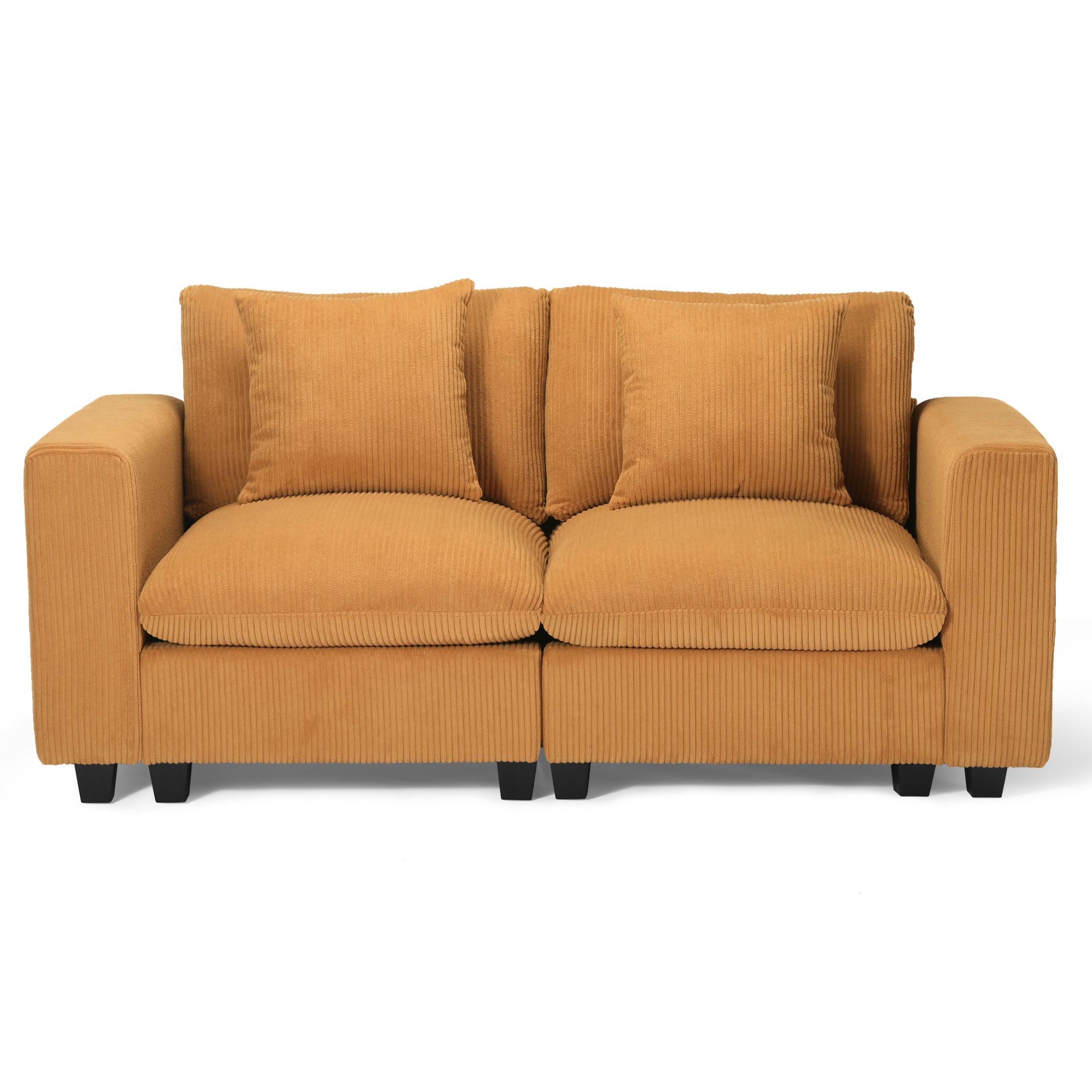 Ava 70" Modular Corduroy Loveseat Sofa With USB/Type-C Ports and Side Pockets