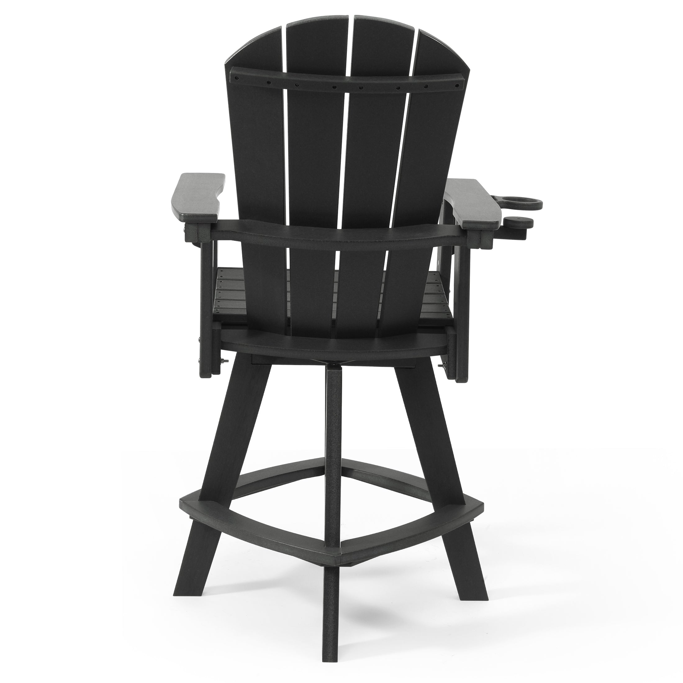 Paradise Outdoor HDPE Swivel Adirondack Bar Height Chair With Cup Holder