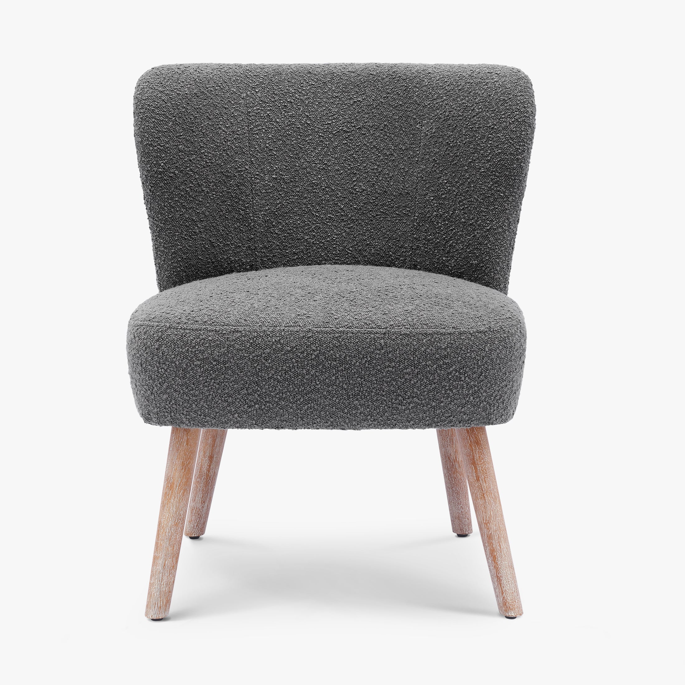 Amélie Mid-Century Boucle Accent Chair with Ottoman Foot Stool Set